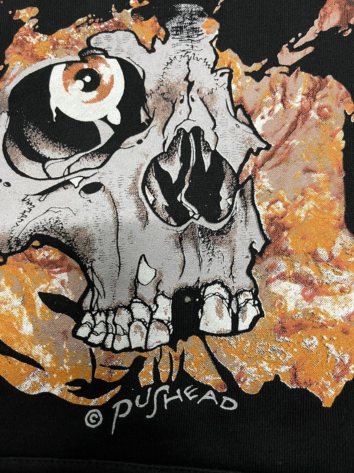 Band Tees Very Rare Vintage 90s PUSHEAD Hand Art Work Hoodie Size US L / EU 52-54 / 3 - 3 Thumbnail