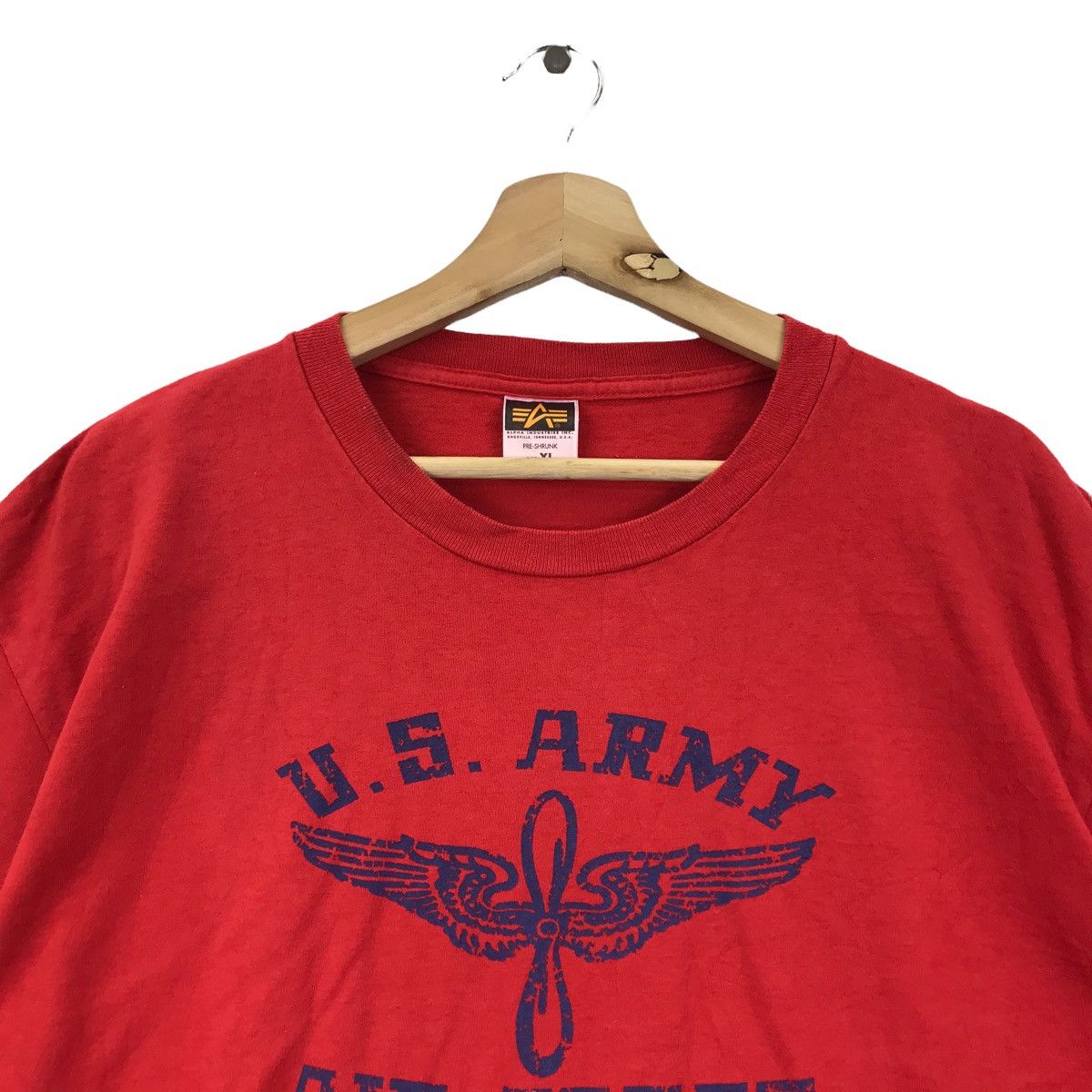 Alpha Industries Vintage ALPHA INDUSTRIES USA Us Army Air Force Red T shirt Size US XL / EU 56 / 4 - 2 Thumbnail