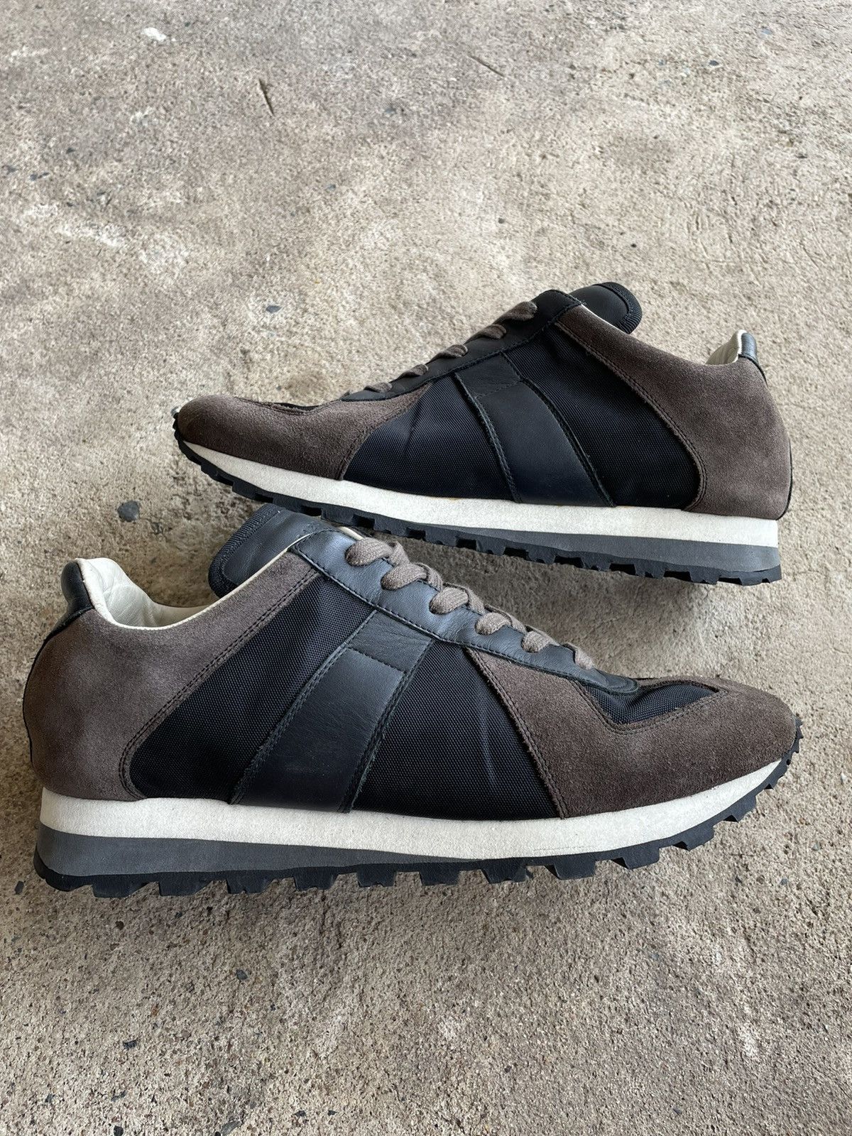 image of Maison Margiela Retro Runner Shoes in Black Brown, Men's (Size 8)