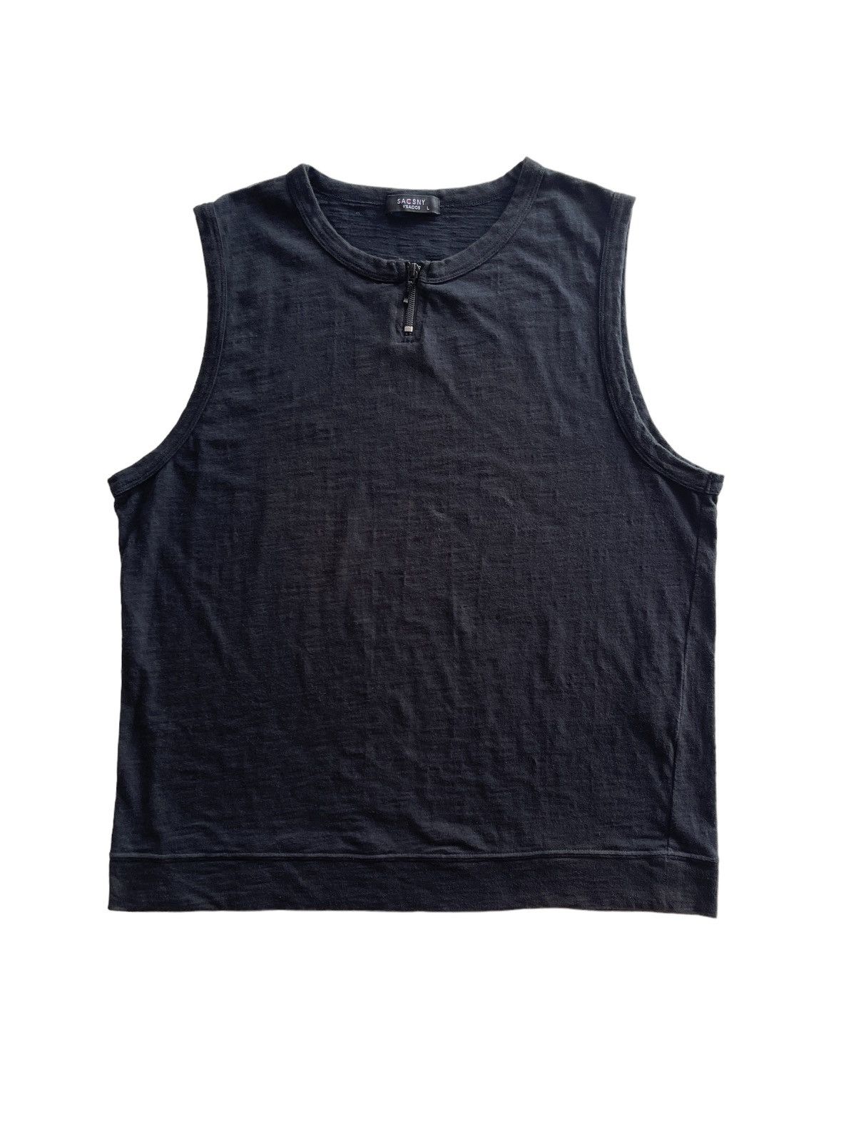 image of Yohji Yamamoto Ysaccs Half Zipper Sleeveless Shirt in Black, Men's (Size Large)
