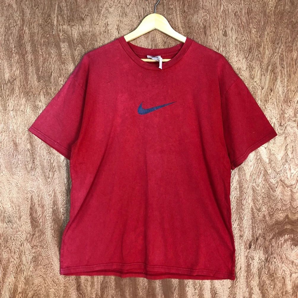 Nike DLL Nike big logo faded red vintage tee #1435 Size US L / EU 52-54 / 3 - 11 Thumbnail