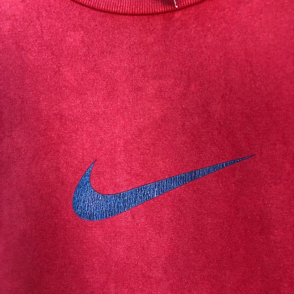 Nike DLL Nike big logo faded red vintage tee #1435 Size US L / EU 52-54 / 3 - 7 Thumbnail
