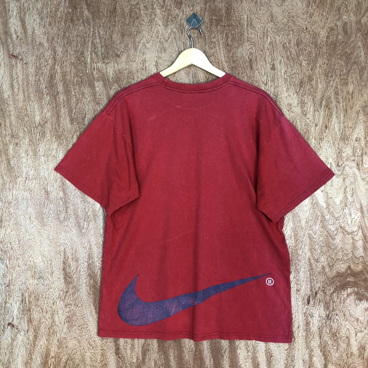Nike DLL Nike big logo faded red vintage tee #1435 Size US L / EU 52-54 / 3 - 1 Thumbnail