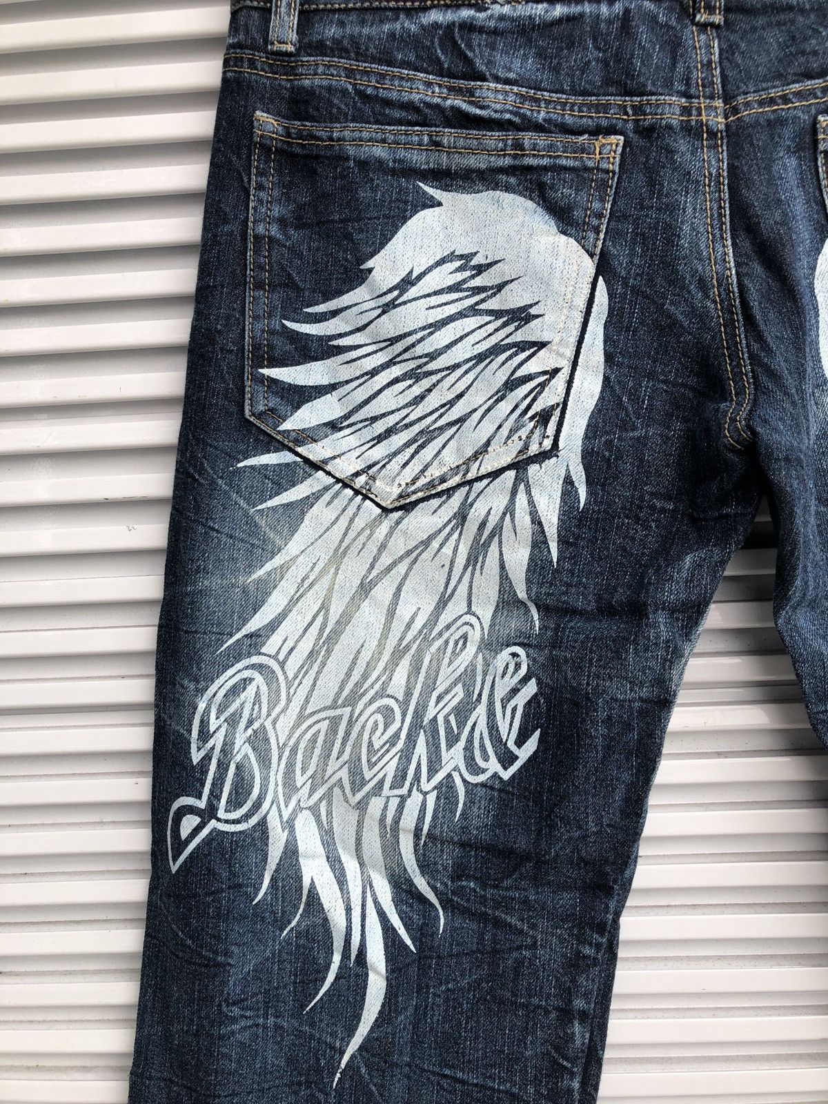Japanese Brand XX Rack Forth Chrome Angel Hearts Wing Skulls Denim Size US 30 / EU 46 - 3 Thumbnail