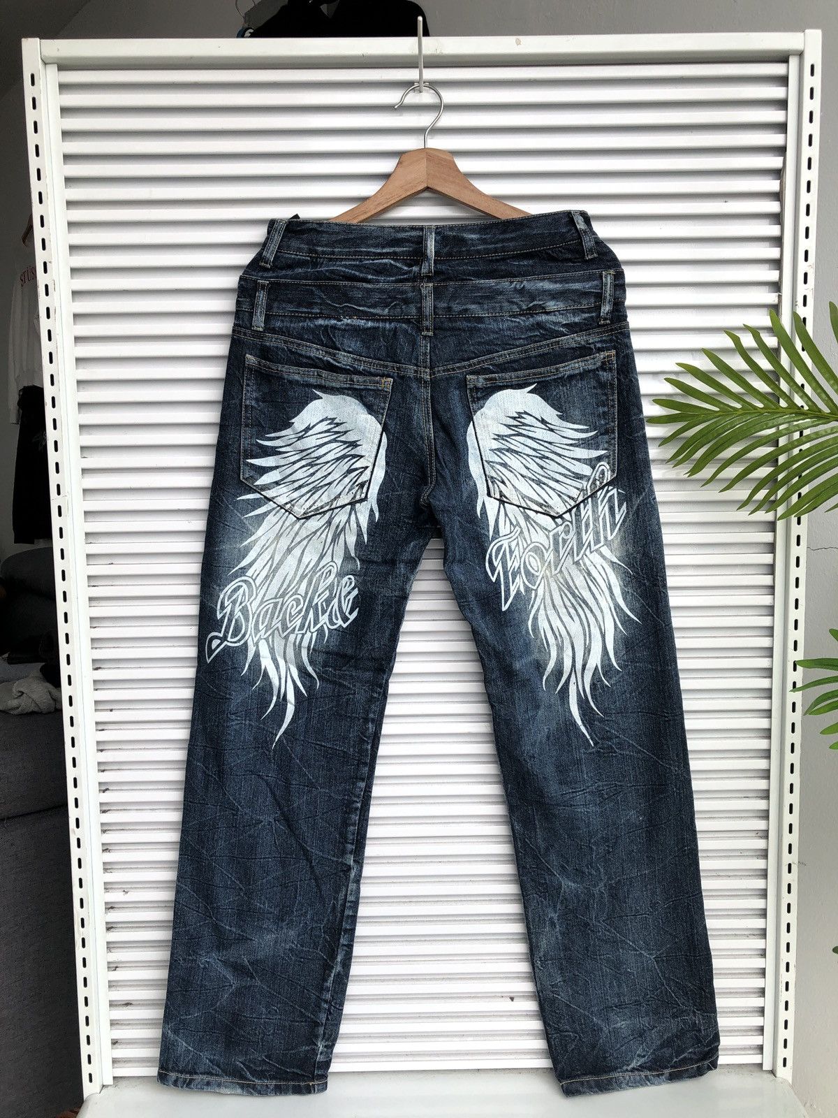 Japanese Brand XX Rack Forth Chrome Angel Hearts Wing Skulls Denim Size US 30 / EU 46 - 2 Thumbnail