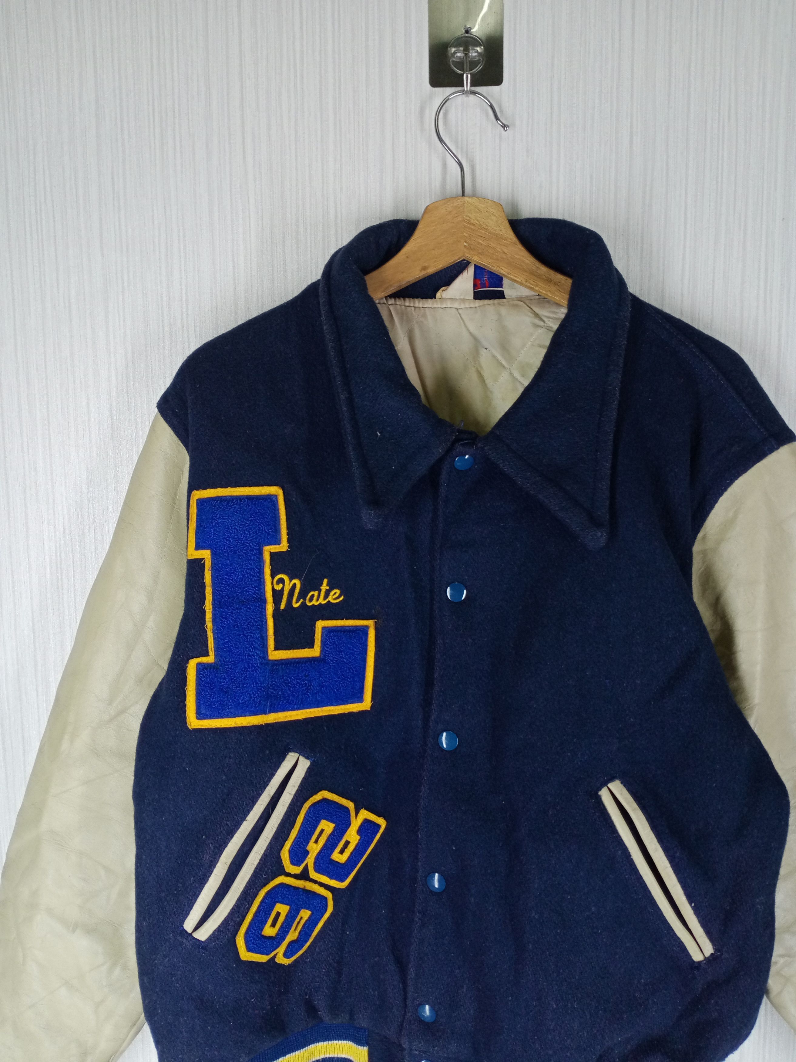 Other Vintage 80s LTHS Letterman Leather + Wool Varsity Jacket Size US L / EU 52-54 / 3 - 3 Thumbnail