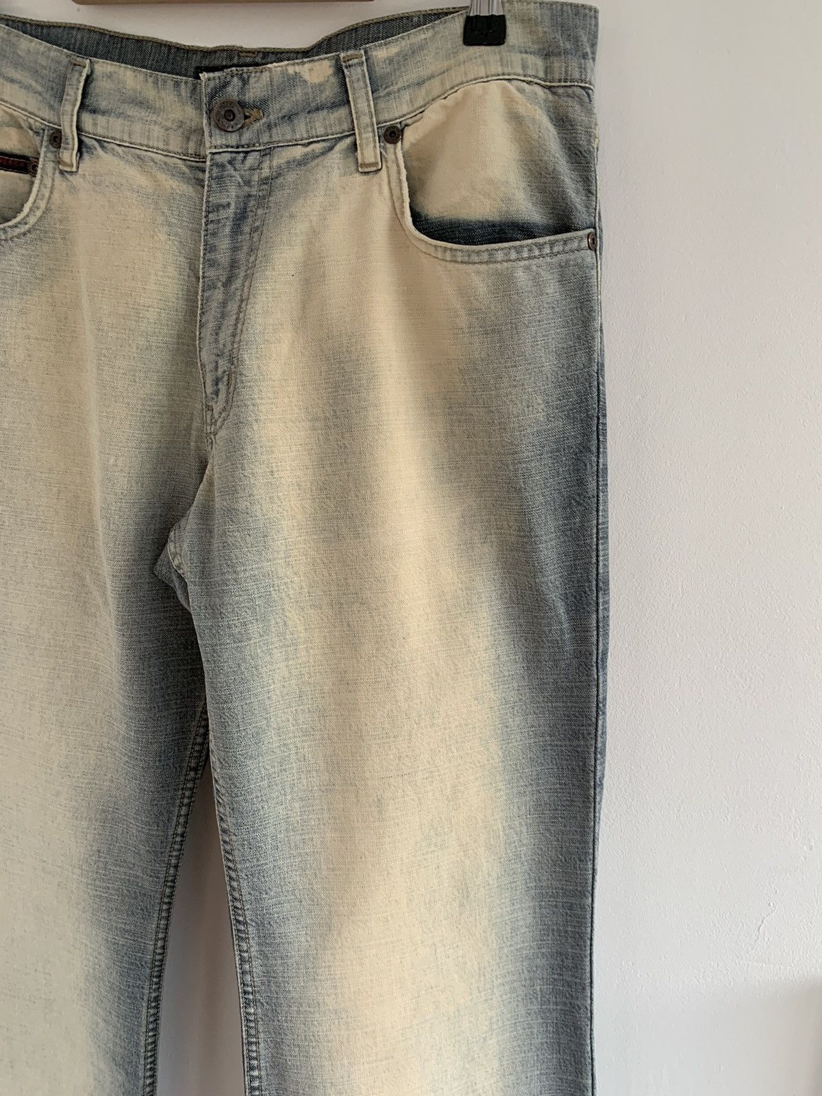 Japanese Brand Vintage Blend Yellowed Stonewashed Wide Flair Jeans Size US 32 / EU 48 - 5 Thumbnail