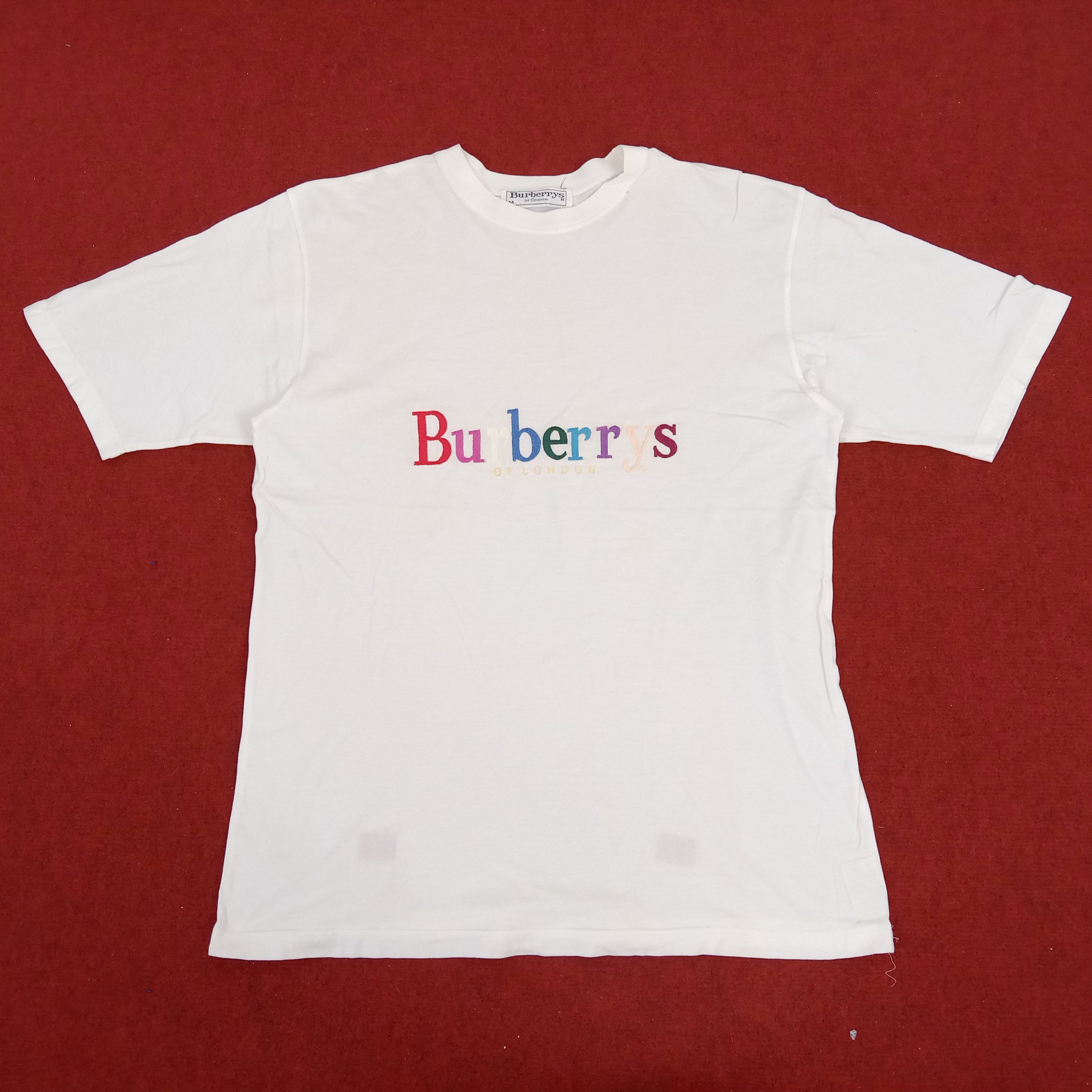 Burberry Burberrys Luxury Brand Colourful Spellout Vintage Tshirt Size US L / EU 52-54 / 3 - 1 Thumbnail