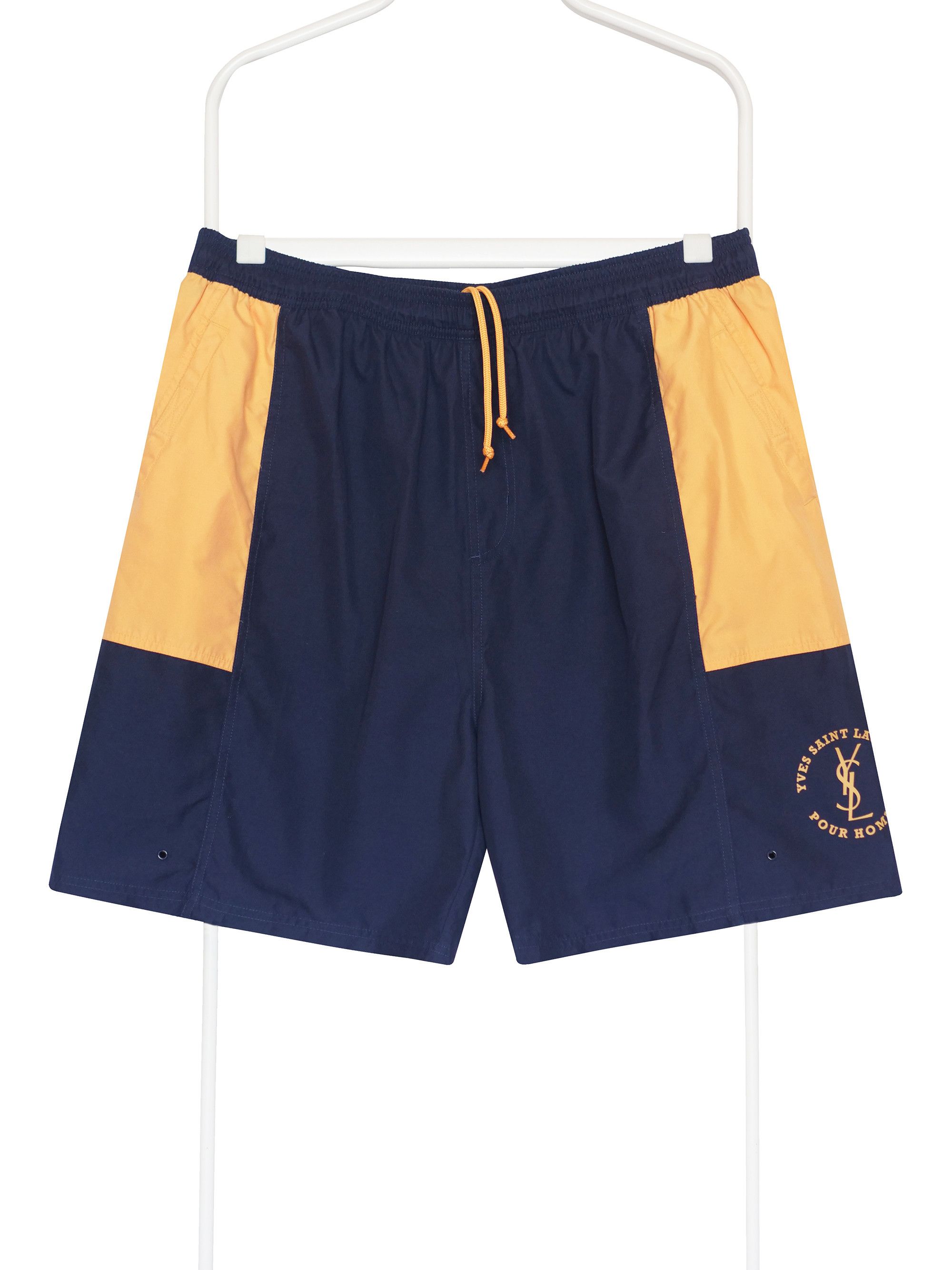 Image of YSL Pour Homme x YVES Saint Laurent Vintage 90's Shorts in Navy Orange, Men's (Size 36)