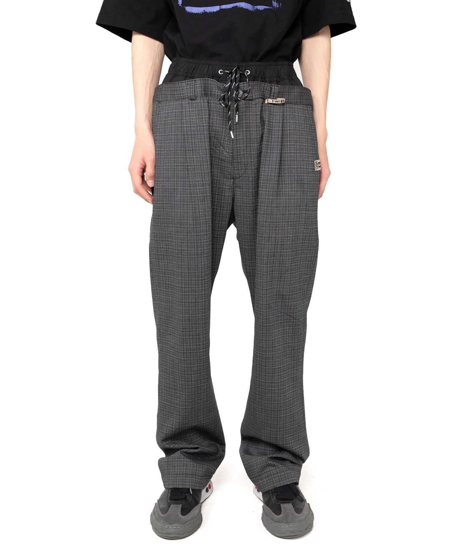 image of Miharayasuhiro Double Waist Check Pants 46 in Grey, Men's (Size 34)