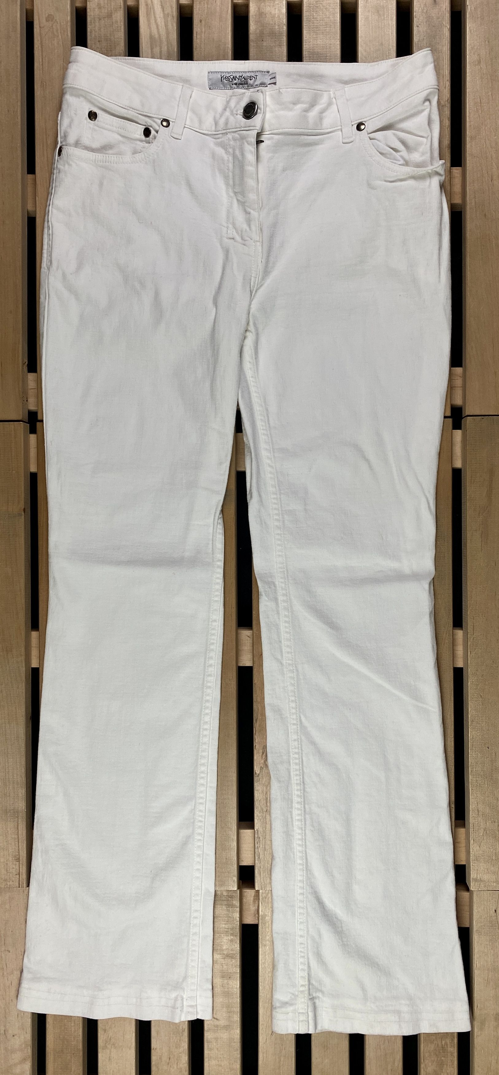 Vintage × Yves Saint Laurent Women’s Pants Yves Saint Laurent Vintage Size 40/ S-M White Size 27" / US 4 / IT 40 - 1 Thumbnail