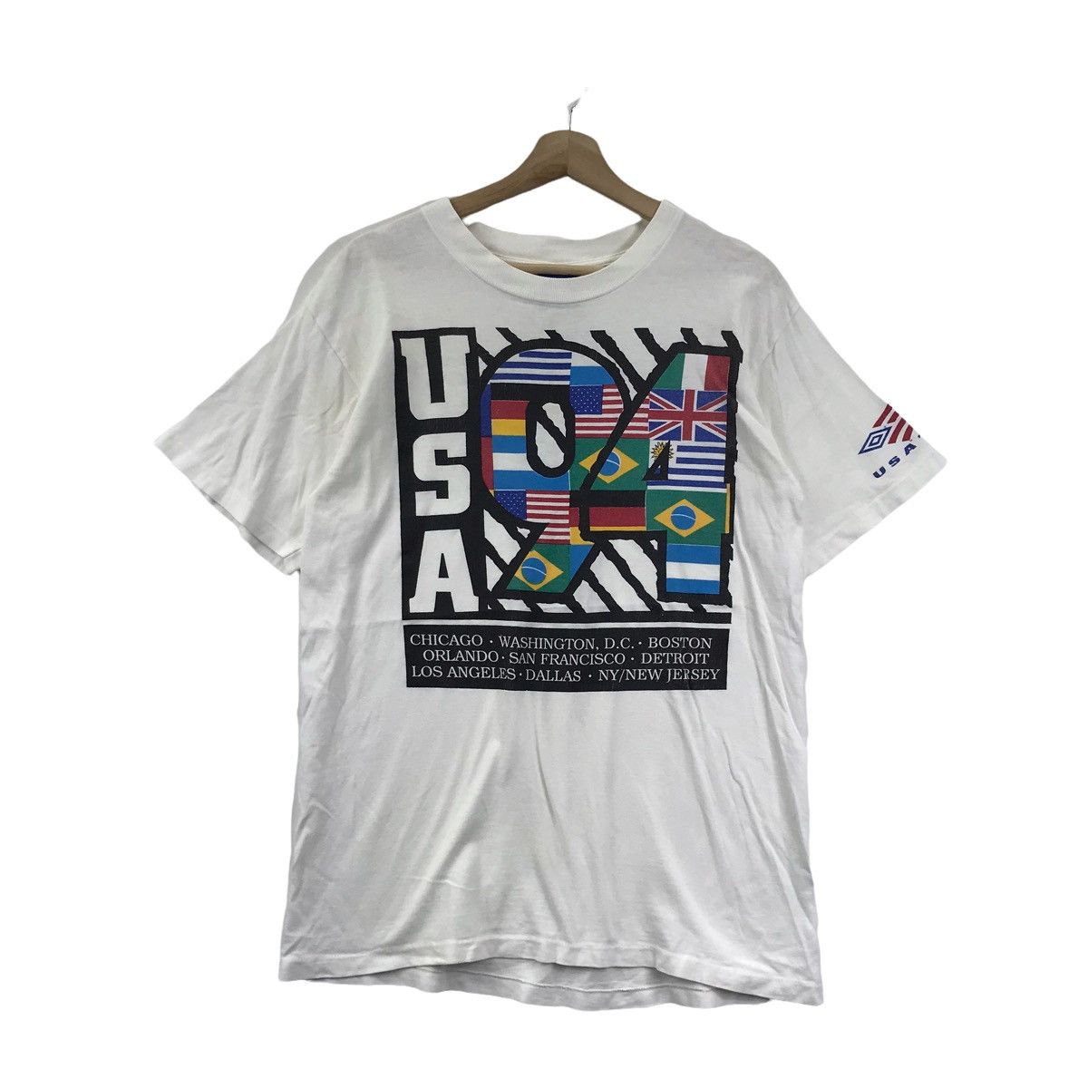 Umbro Vintage 90s UMBRO USA World Cup 1994 Football White T shirt Size US M / EU 48-50 / 2 - 1 Thumbnail