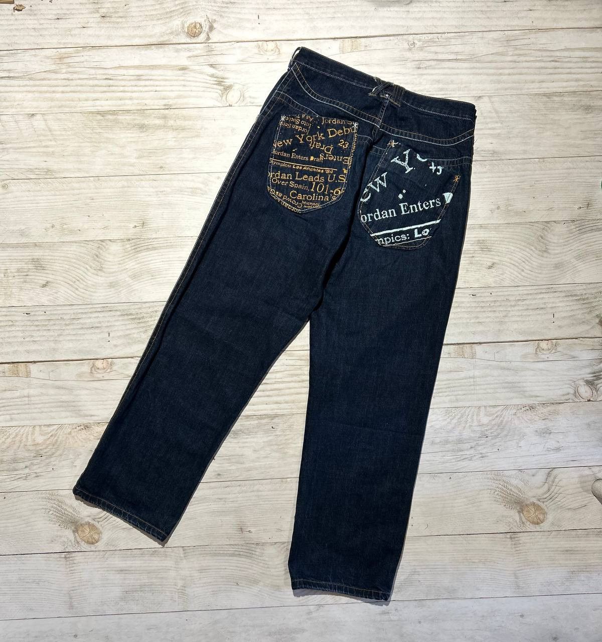 image of Jordan Vintage Air Jordan Denim Jeans Y2K Japan Big Logo Men Size 34X34 in Blue