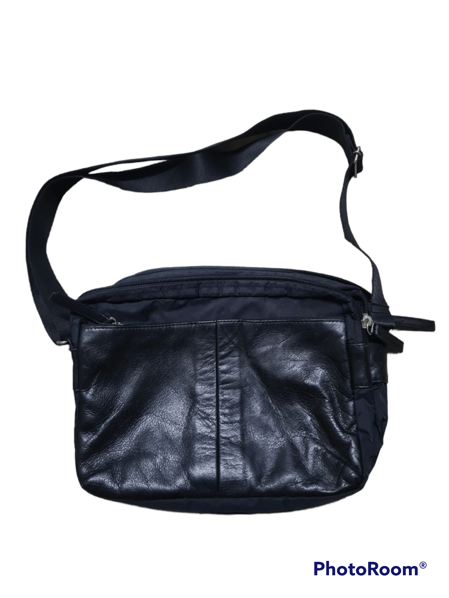 image of Y'saccs Yohji Yamamoto Leather/nylon Small Slingbag in Black, Men's