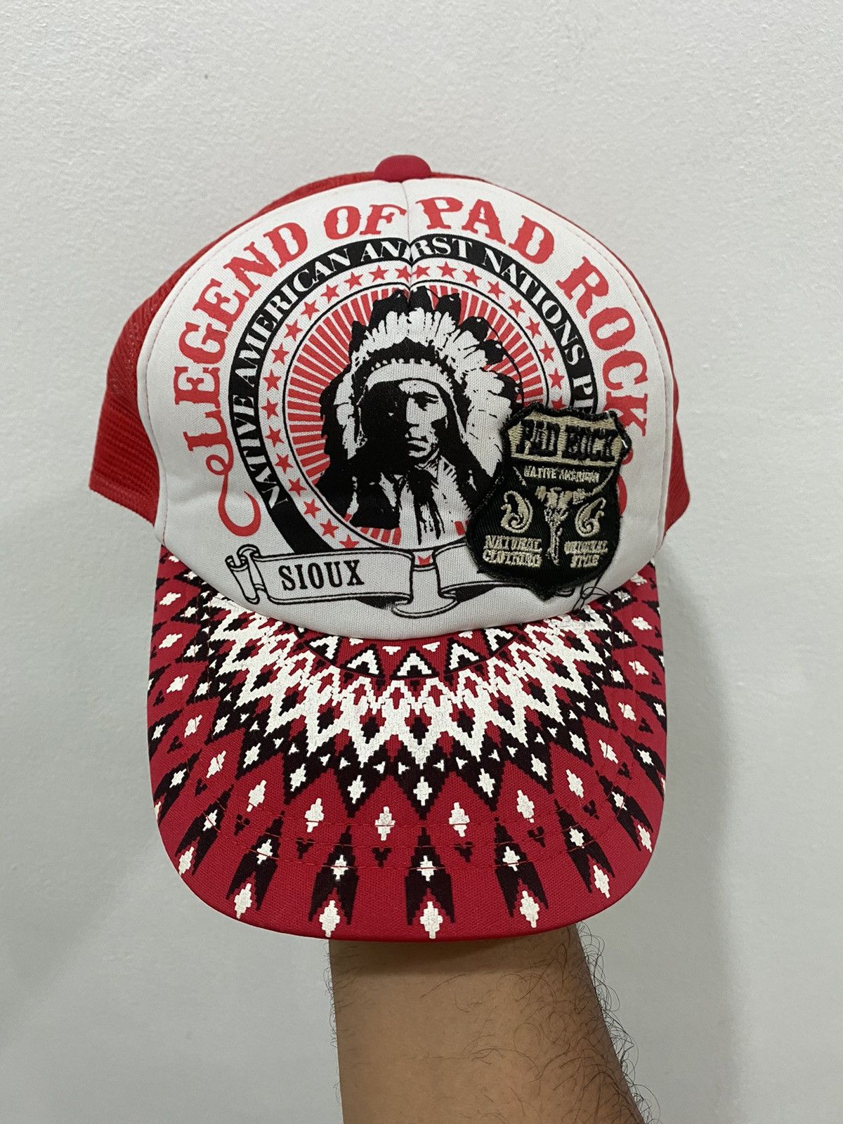 image of Vintage Lagend Of Pad Rock Tribe Trucked Hat in Red, Men's