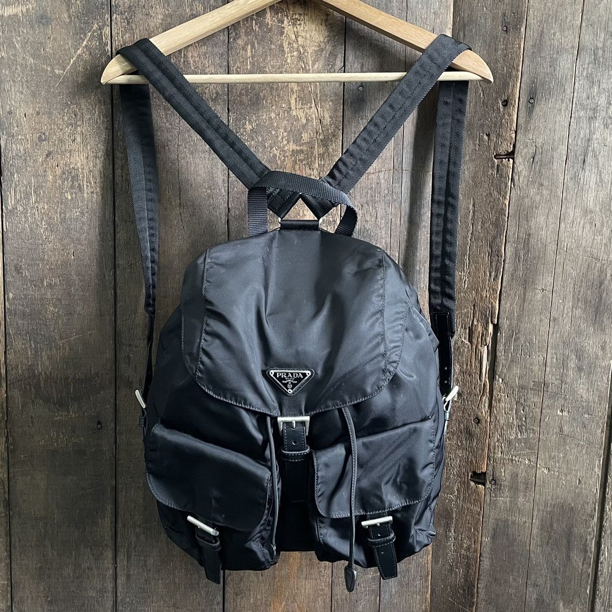 Prada Vintage Prada Black Large Naylon Backpack Size ONE SIZE - 1 Thumbnail