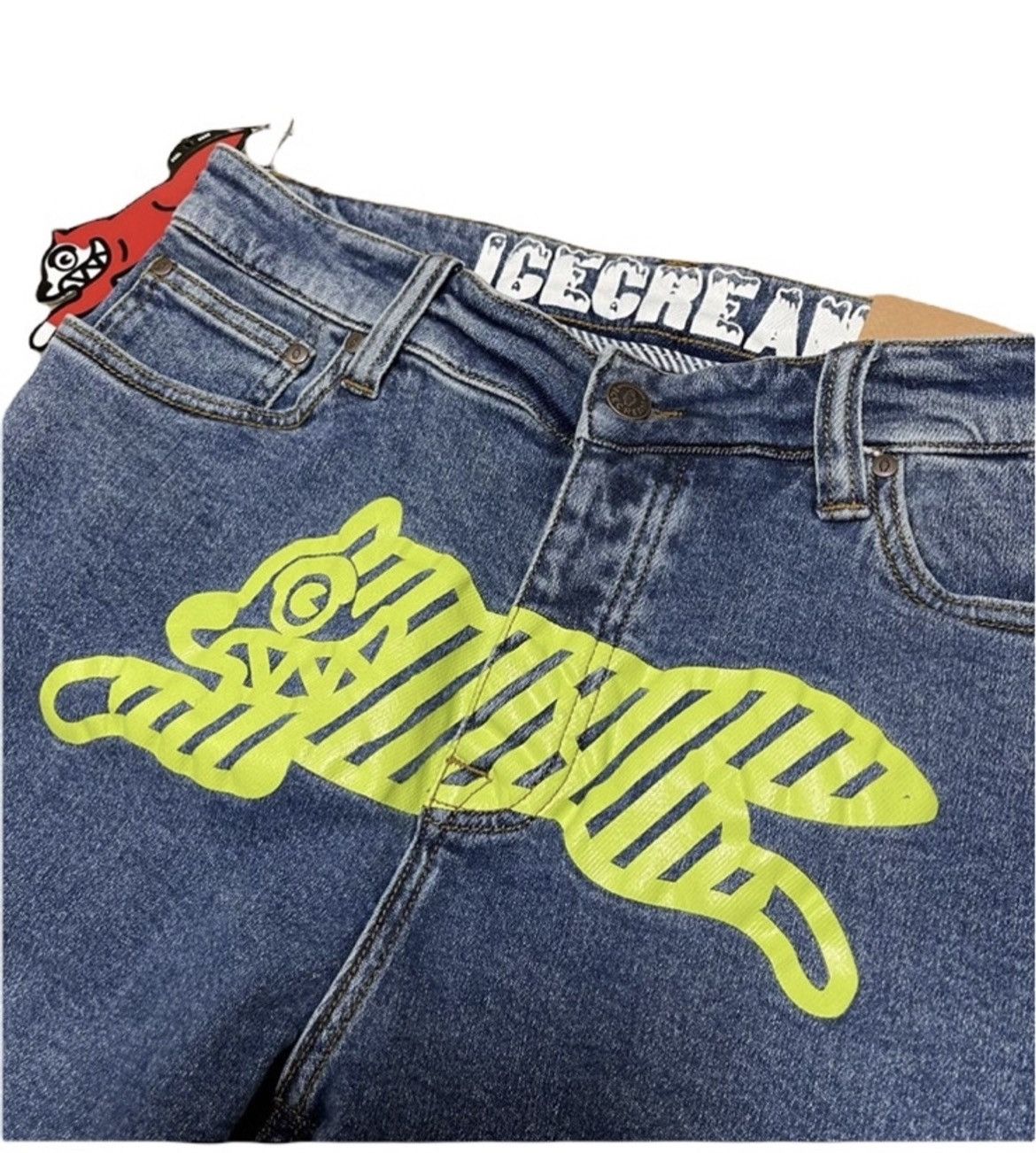 Billionaire Boys Club Icecream Neon Lime Striped Running Dog Denim Jeans- Sz 32 Size US 32 / EU 48 - 1 Thumbnail