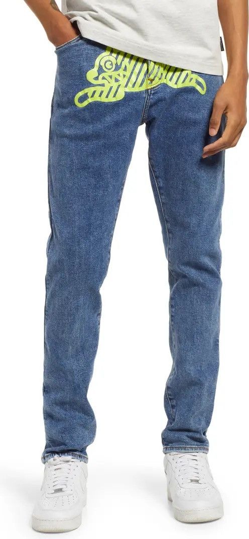 Billionaire Boys Club Icecream Neon Lime Striped Running Dog Denim Jeans- Sz 32 Size US 32 / EU 48 - 2 Thumbnail