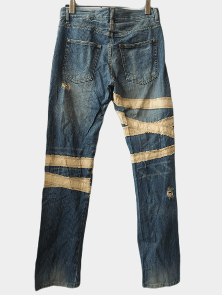 Japanese Brand Rare Three Stone Throw Distressed Ripped Jeans Size US 29 - 2 Thumbnail