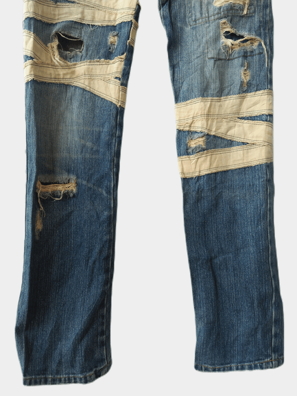 Japanese Brand Rare Three Stone Throw Distressed Ripped Jeans Size US 29 - 4 Thumbnail