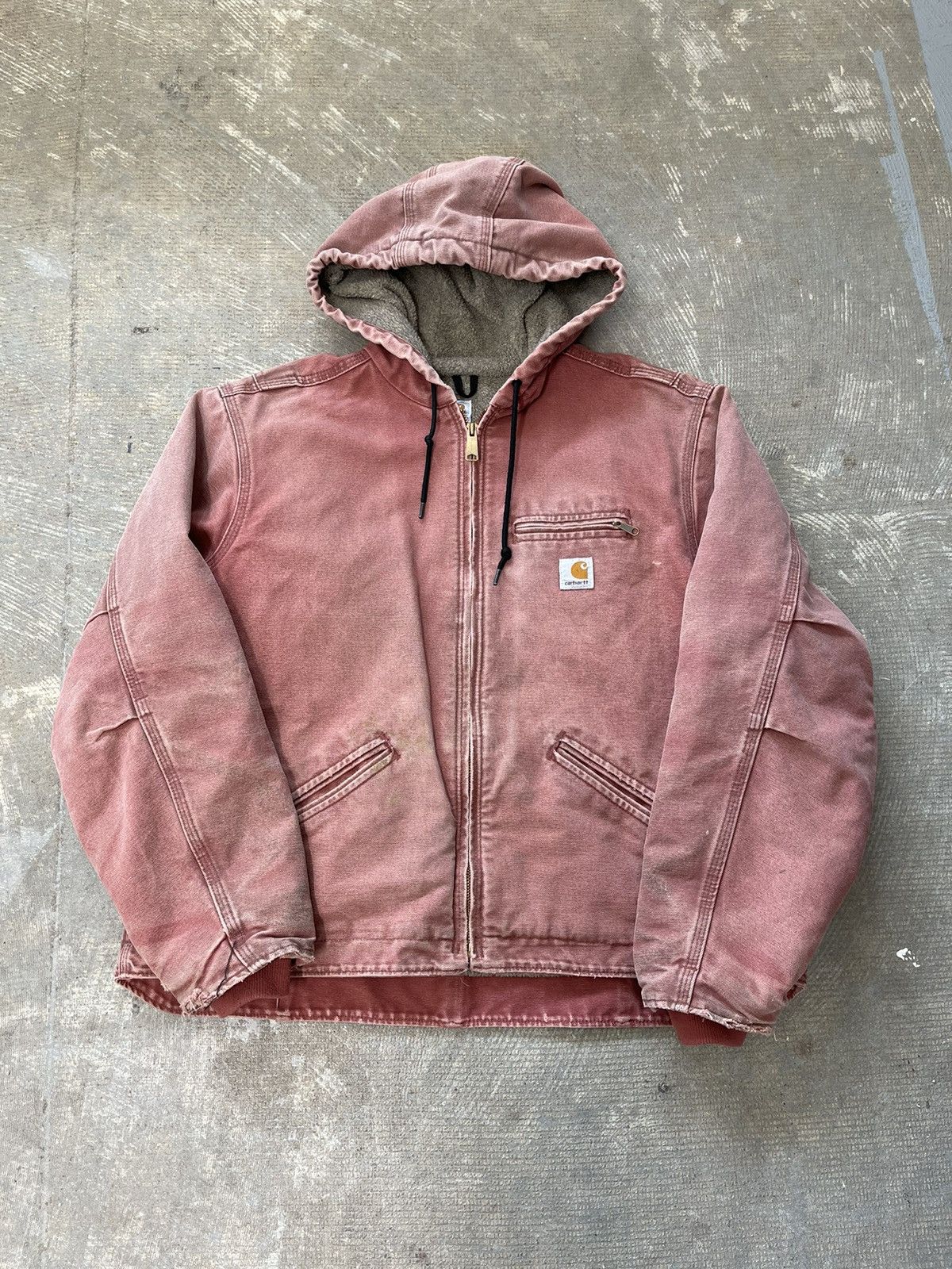Carhartt × Vintage Vintage J141 VRS Faded Vintage Rose Carhartt Hooded ...