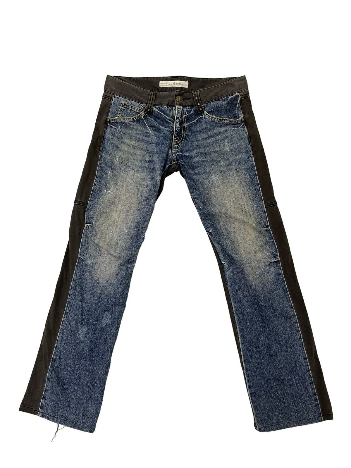 Japanese Brand Slim Stretch Jeans Cook Jeans Two Tones 4🟦6 Size US 35 - 2 Thumbnail