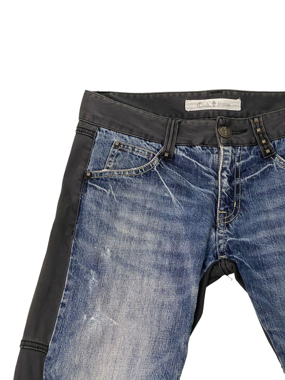 Japanese Brand Slim Stretch Jeans Cook Jeans Two Tones 4🟦6 Size US 35 - 8 Thumbnail