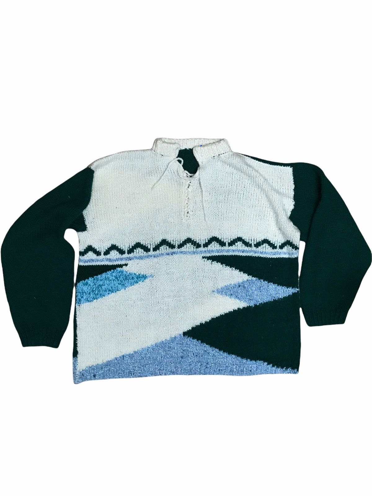 Japanese Brand × Vintage Green cream aime off white Ald 550 NB balance sweater knit Size US L / EU 52-54 / 3 - 1 Thumbnail