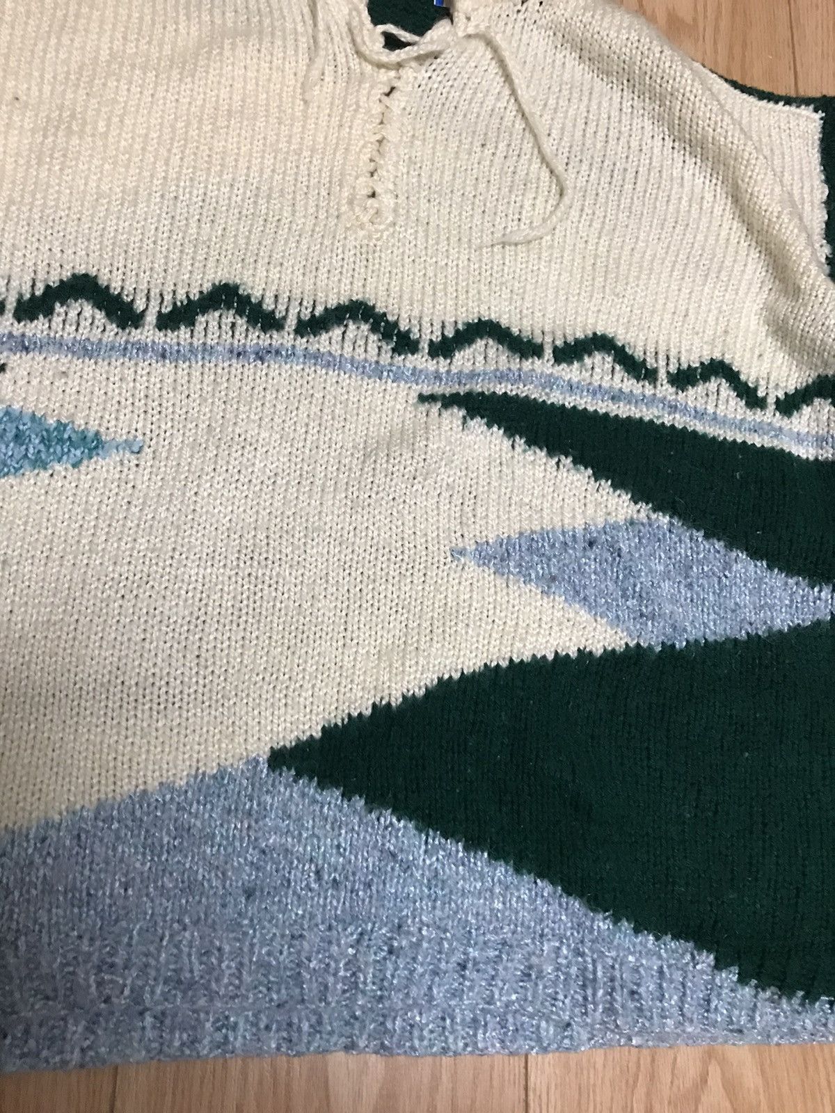 Japanese Brand × Vintage Green cream aime off white Ald 550 NB balance sweater knit Size US L / EU 52-54 / 3 - 3 Thumbnail