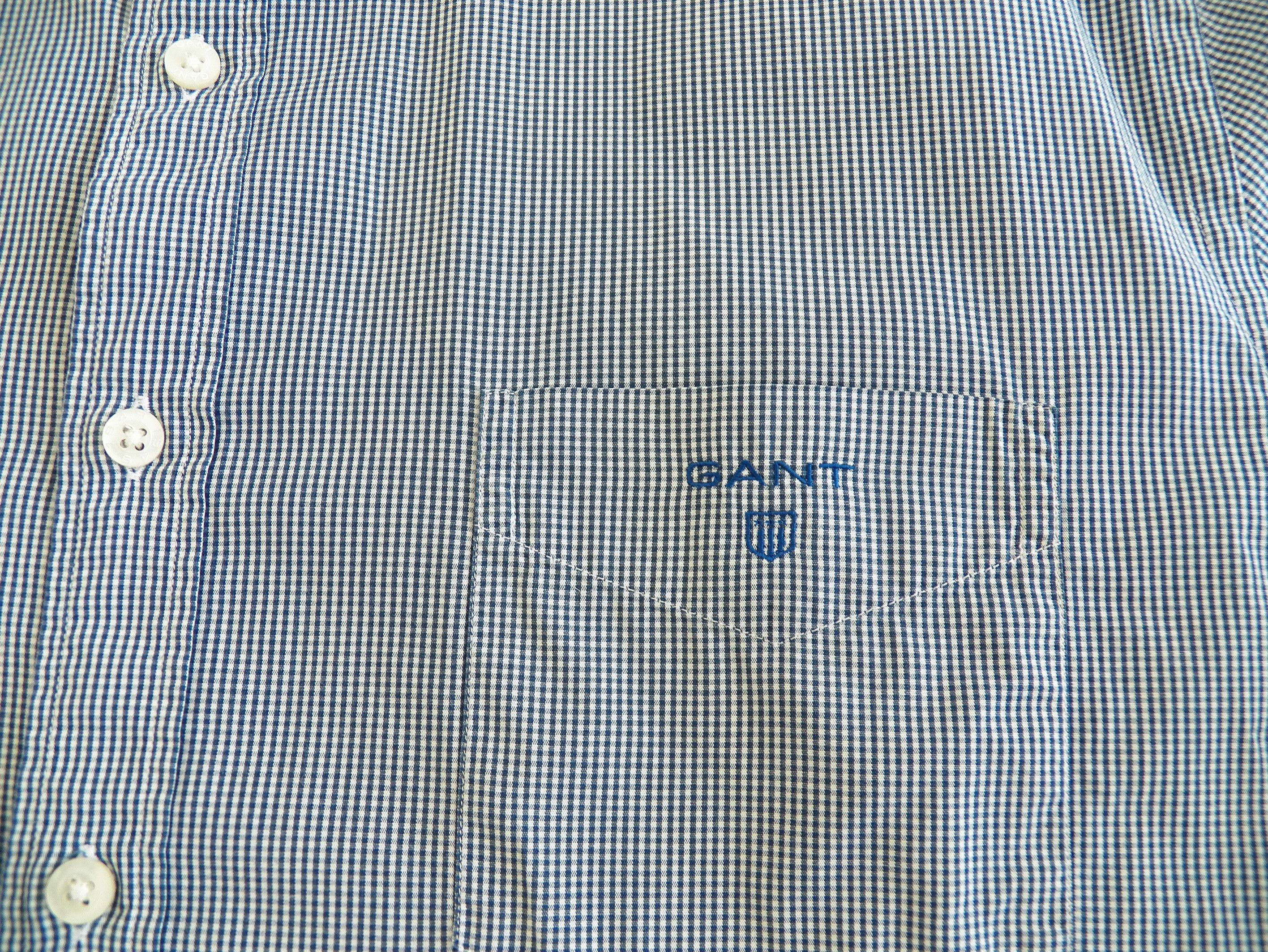 Gant Gant Freshman Gingham SHIRT Blue Check Elbow Patch Fitted Size US XL / EU 56 / 4 - 7 Thumbnail