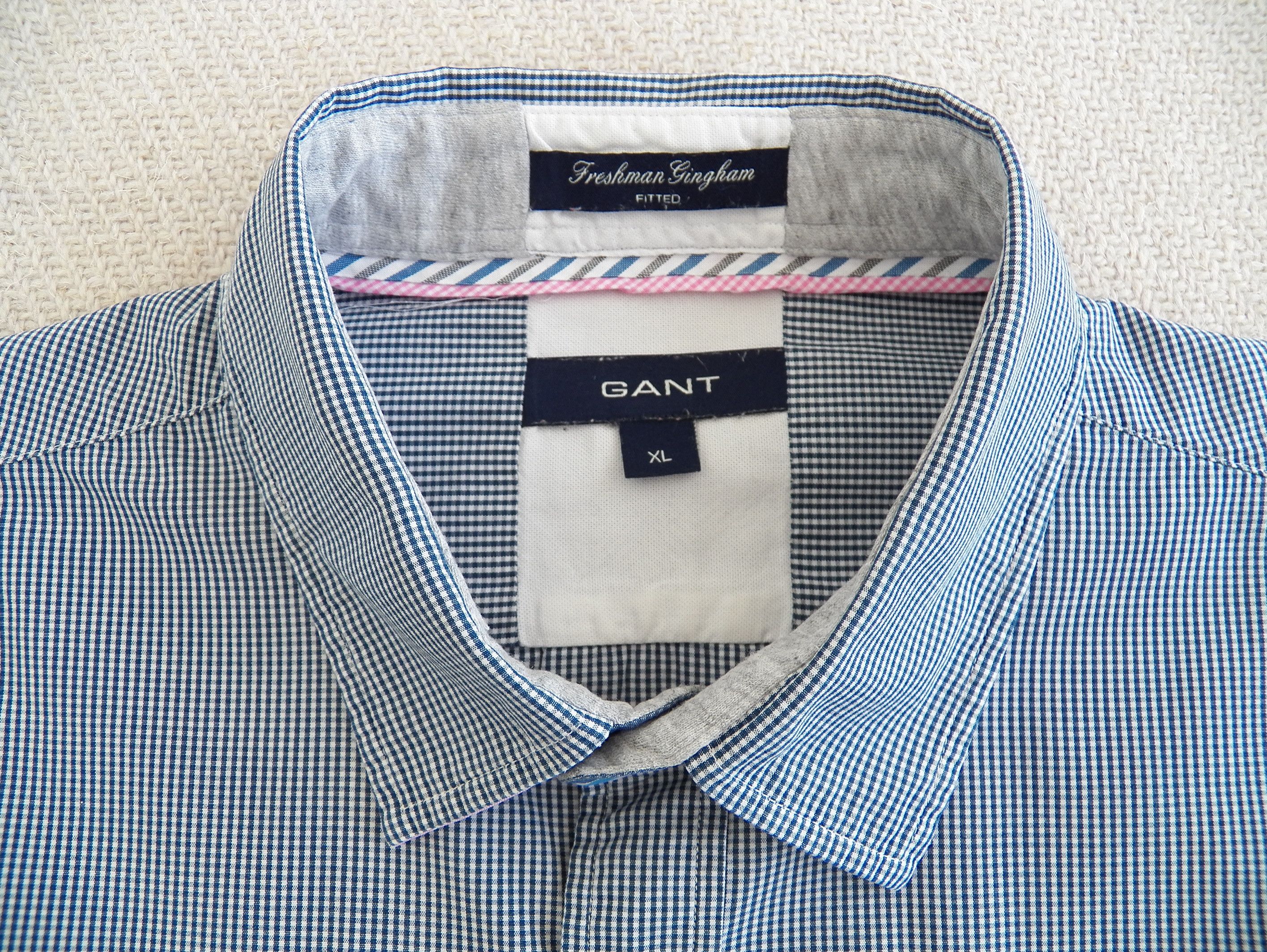 Gant Gant Freshman Gingham SHIRT Blue Check Elbow Patch Fitted Size US XL / EU 56 / 4 - 4 Thumbnail
