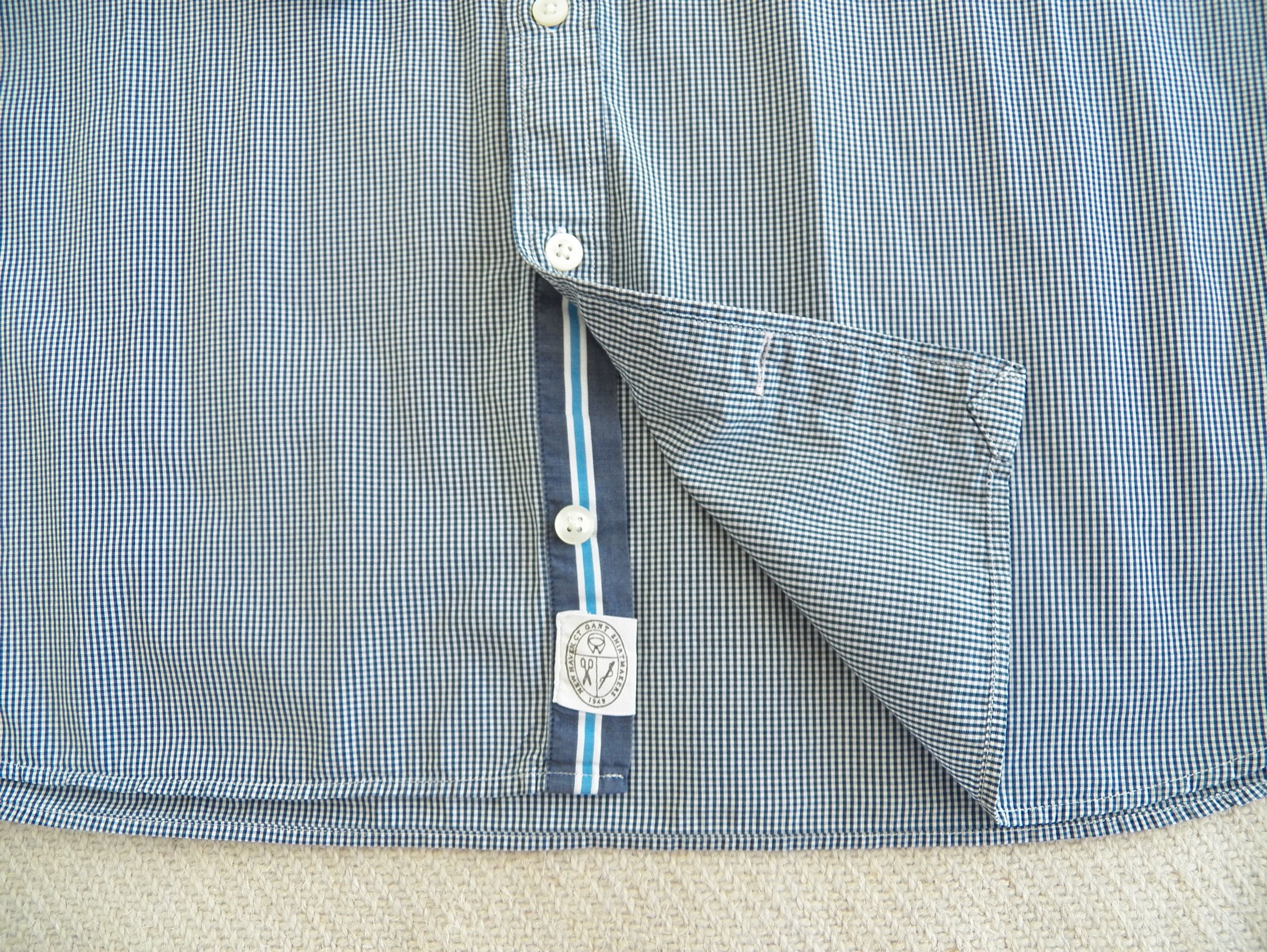 Gant Gant Freshman Gingham SHIRT Blue Check Elbow Patch Fitted Size US XL / EU 56 / 4 - 3 Thumbnail