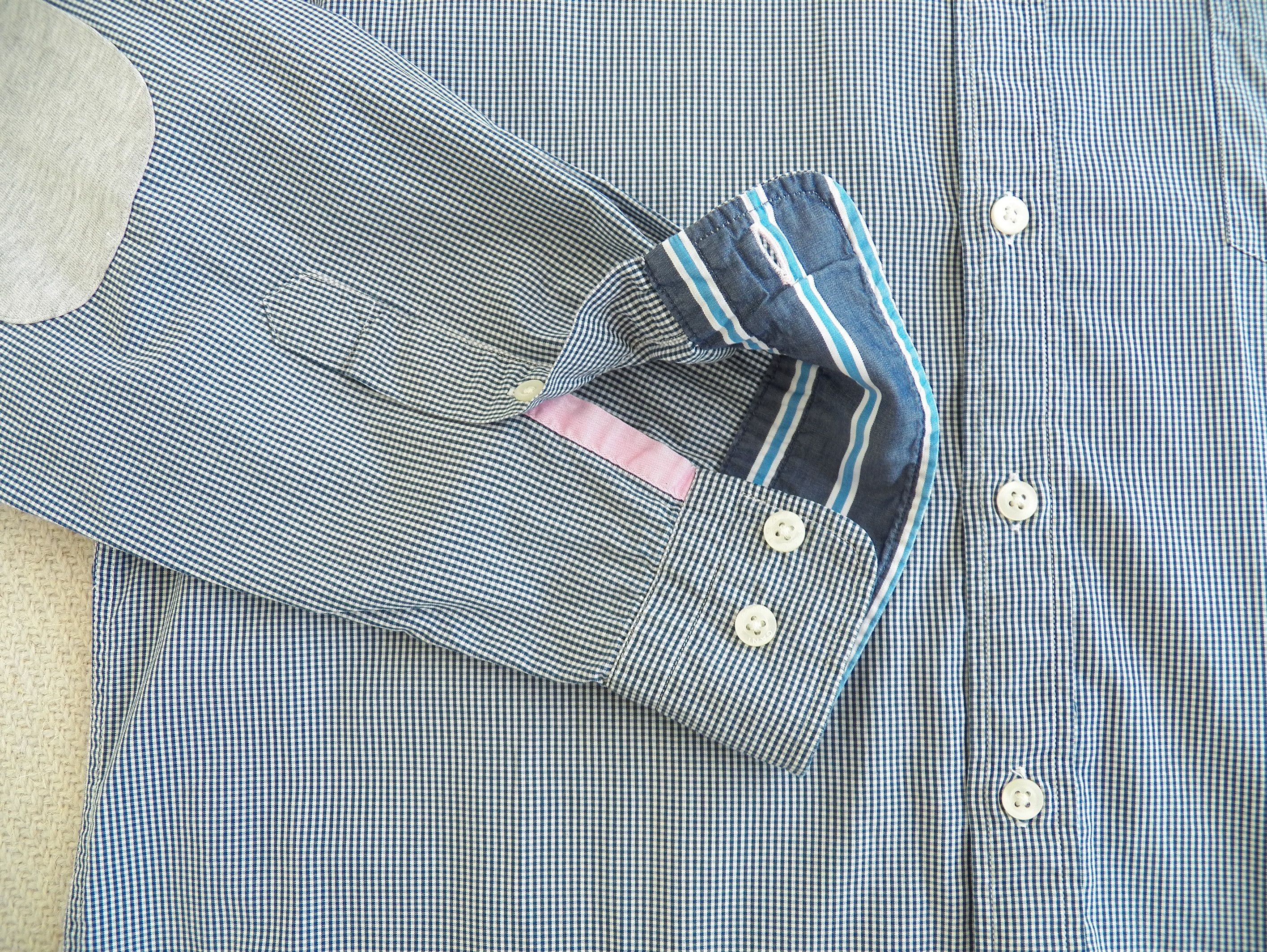 Gant Gant Freshman Gingham SHIRT Blue Check Elbow Patch Fitted Size US XL / EU 56 / 4 - 2 Thumbnail