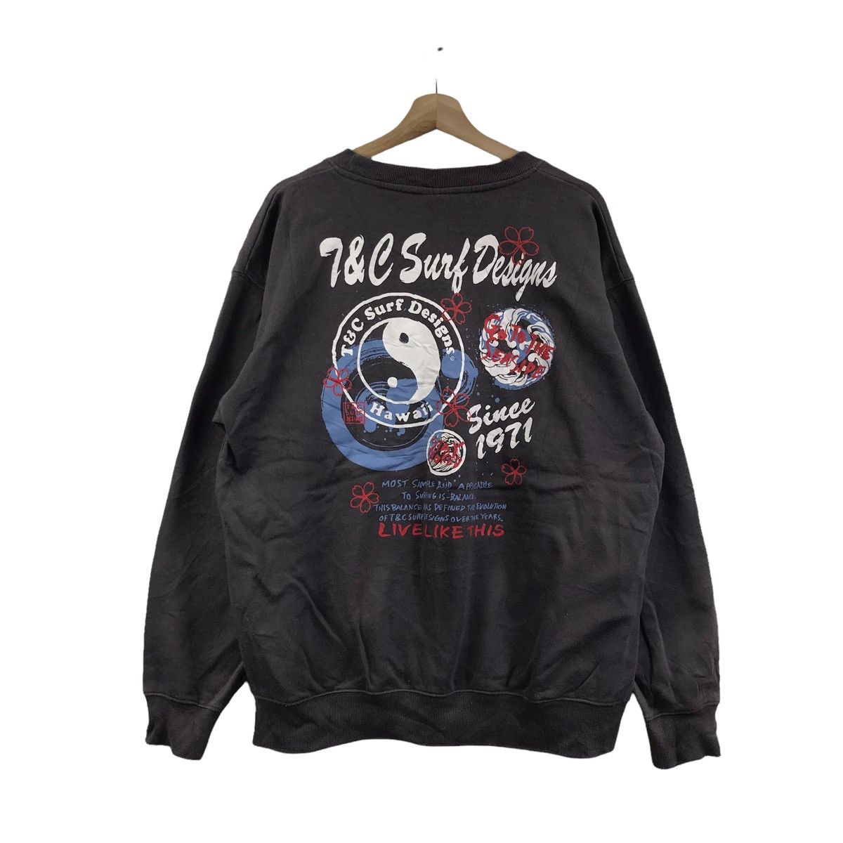 Vintage T&C Surf Design Hawaii USA SURFWEAR Surfing Black Sweatshirt Size US L / EU 52-54 / 3 - 1 Thumbnail