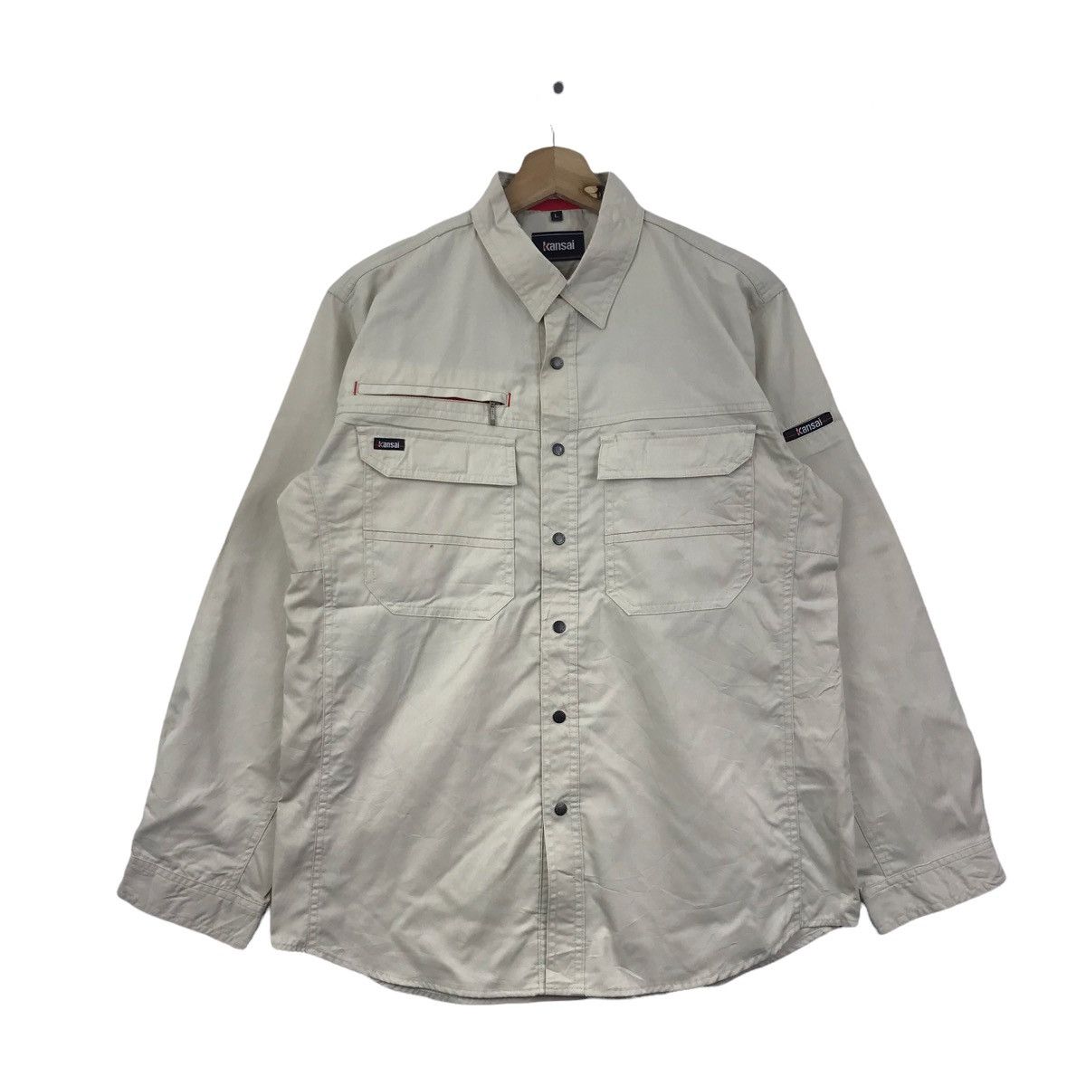 Kansai Yamamoto Vintage KANSAI YAMAMOTO Beige Button Up Jacket Size US L / EU 52-54 / 3 - 1 Thumbnail