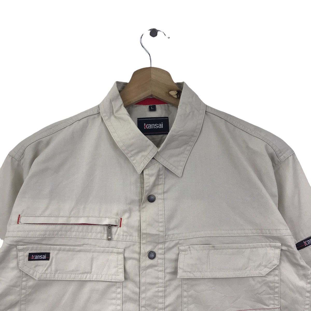 Kansai Yamamoto Vintage KANSAI YAMAMOTO Beige Button Up Jacket Size US L / EU 52-54 / 3 - 2 Thumbnail