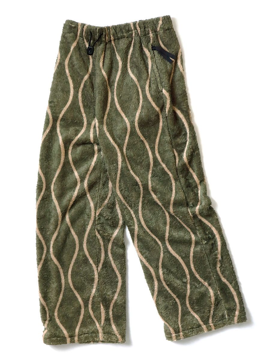 image of Kapital Drunk Stripe Fleece Straight Easy Pants in Olive, Men's (Size 34)