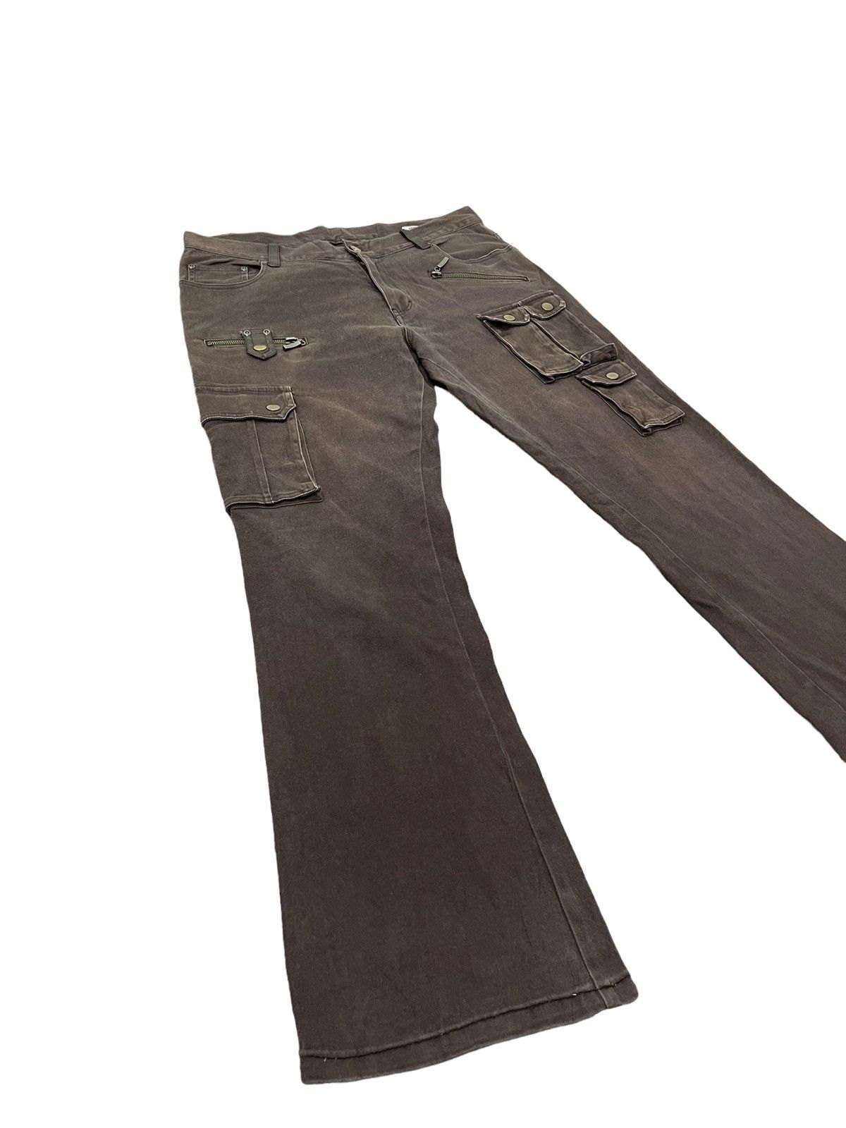 Japanese Brand Flare Cargo Multipocket Semantic Design Stretch 4🟦6 Size US 32 / EU 48 - 2 Thumbnail