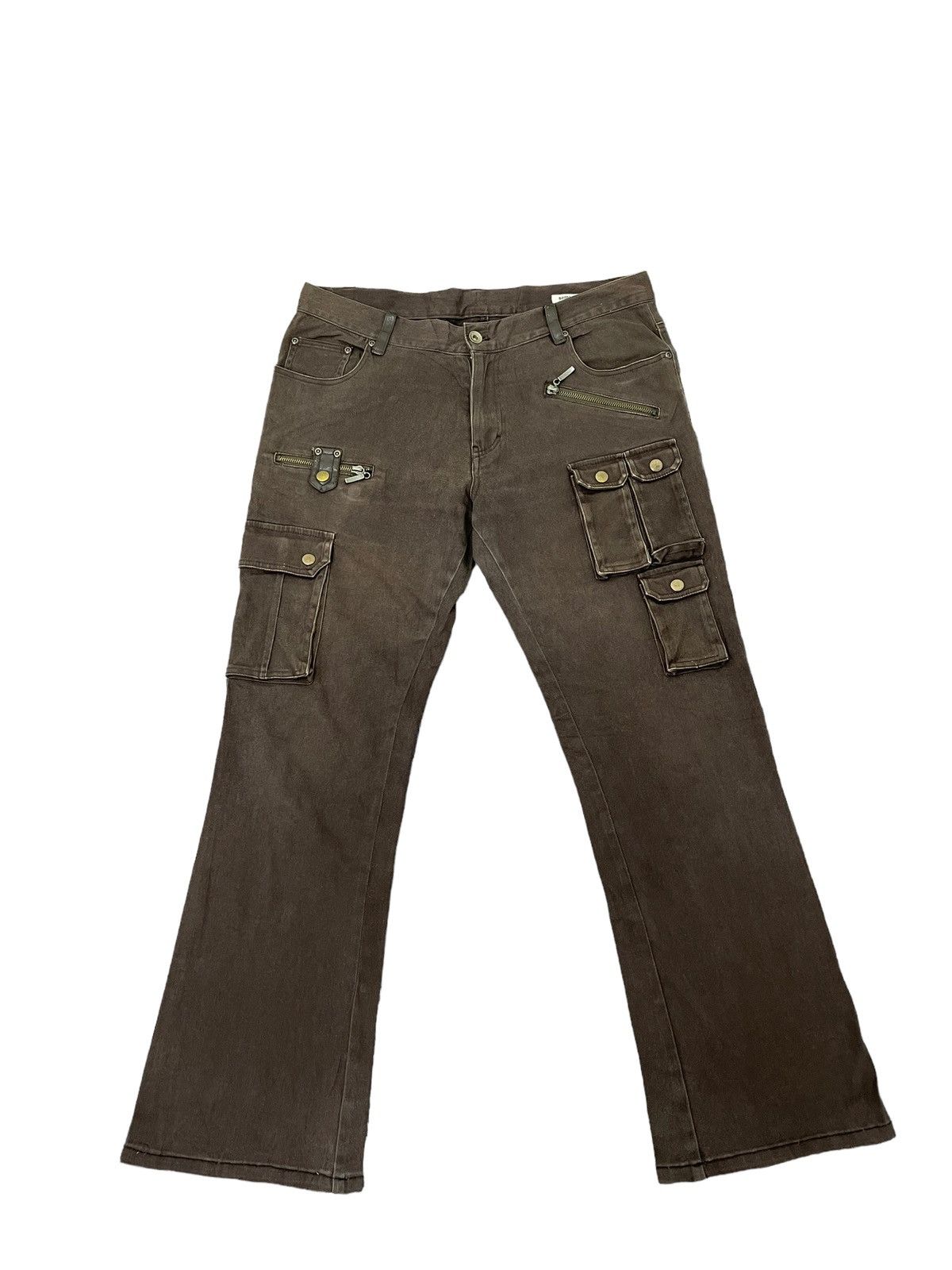 Japanese Brand Flare Cargo Multipocket Semantic Design Stretch 4🟦6 Size US 32 / EU 48 - 3 Thumbnail