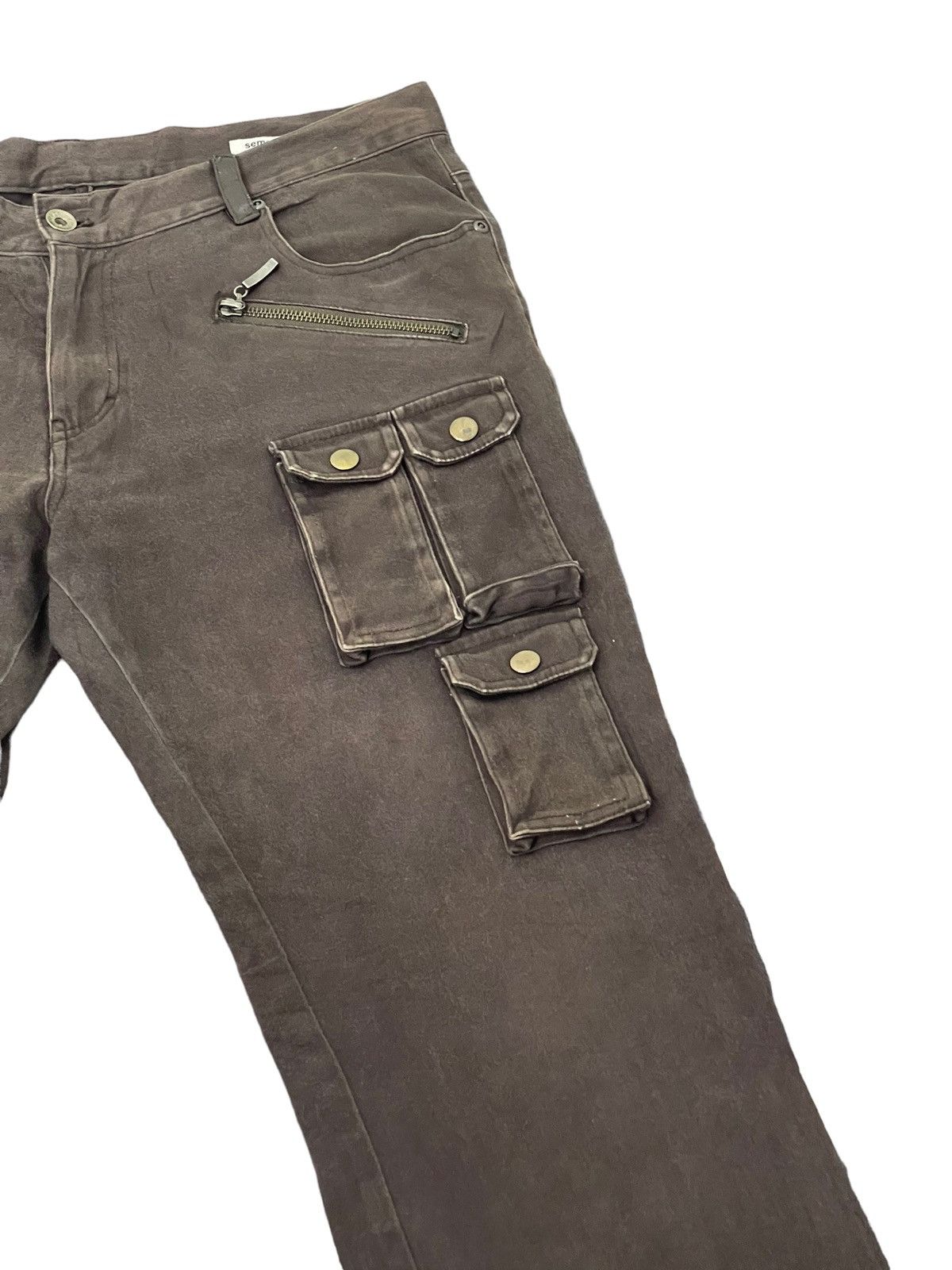 Japanese Brand Flare Cargo Multipocket Semantic Design Stretch 4🟦6 Size US 32 / EU 48 - 7 Thumbnail