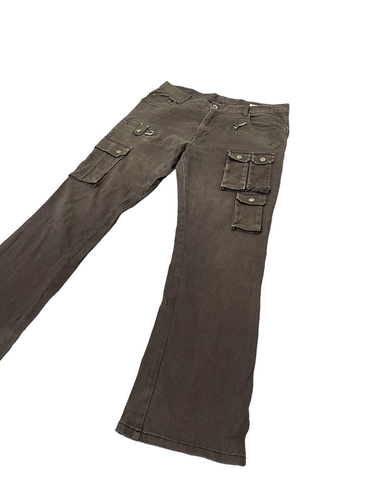 Japanese Brand Flare Cargo Multipocket Semantic Design Stretch 4🟦6 Size US 32 / EU 48 - 1 Thumbnail