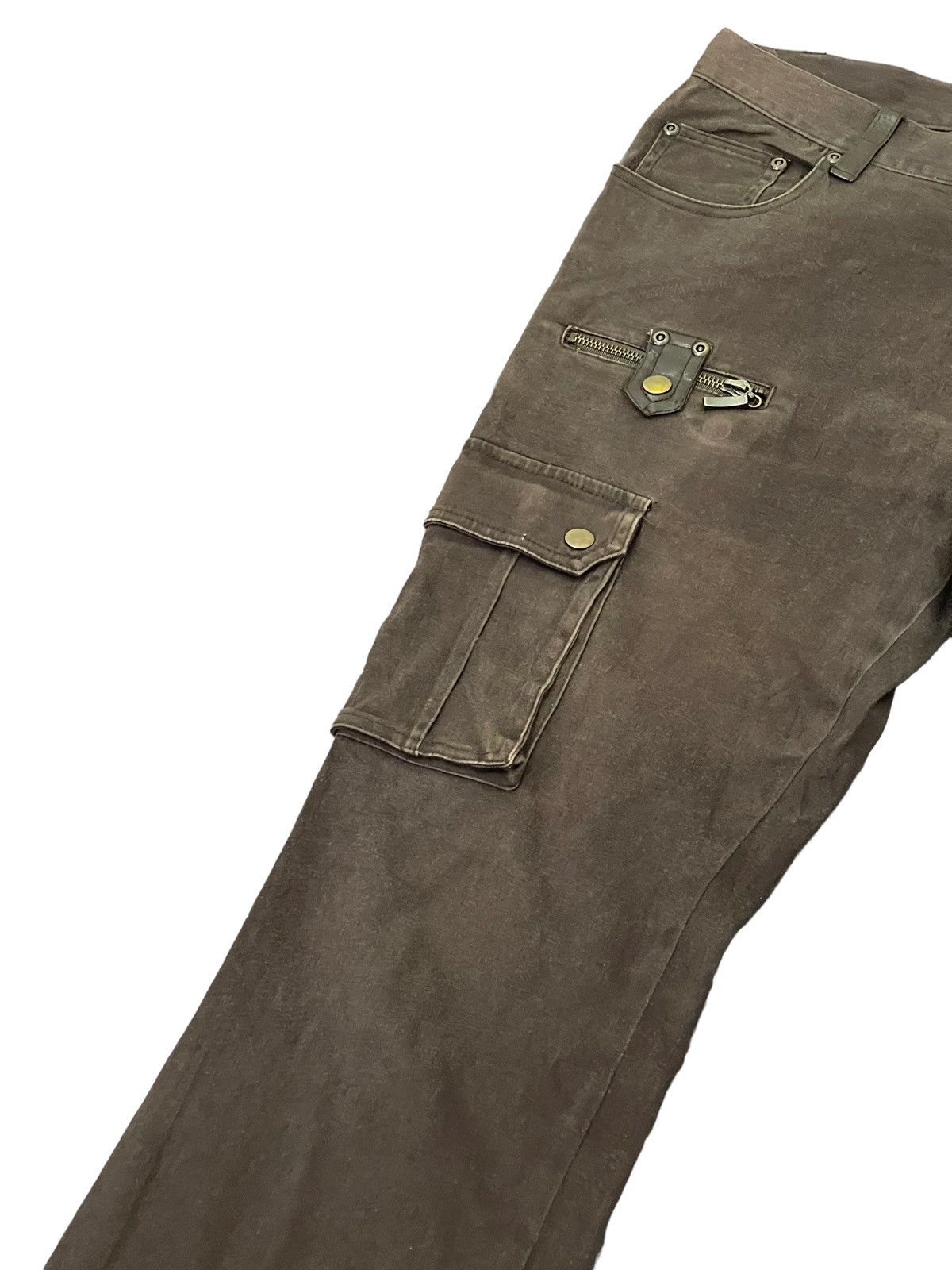 Japanese Brand Flare Cargo Multipocket Semantic Design Stretch 4🟦6 Size US 32 / EU 48 - 6 Thumbnail