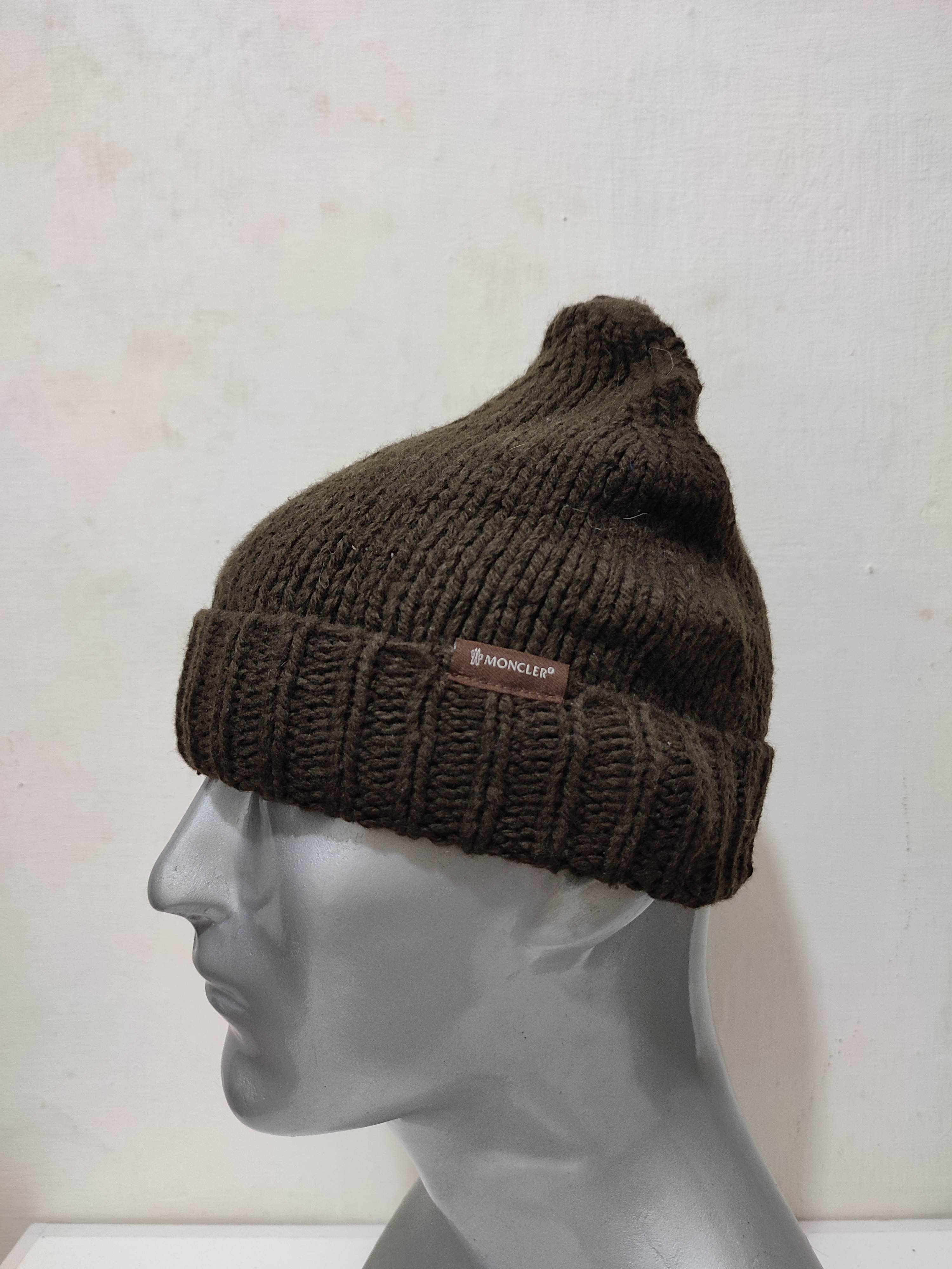 image of Moncler Brown Knitted Beanie Hats, Men's