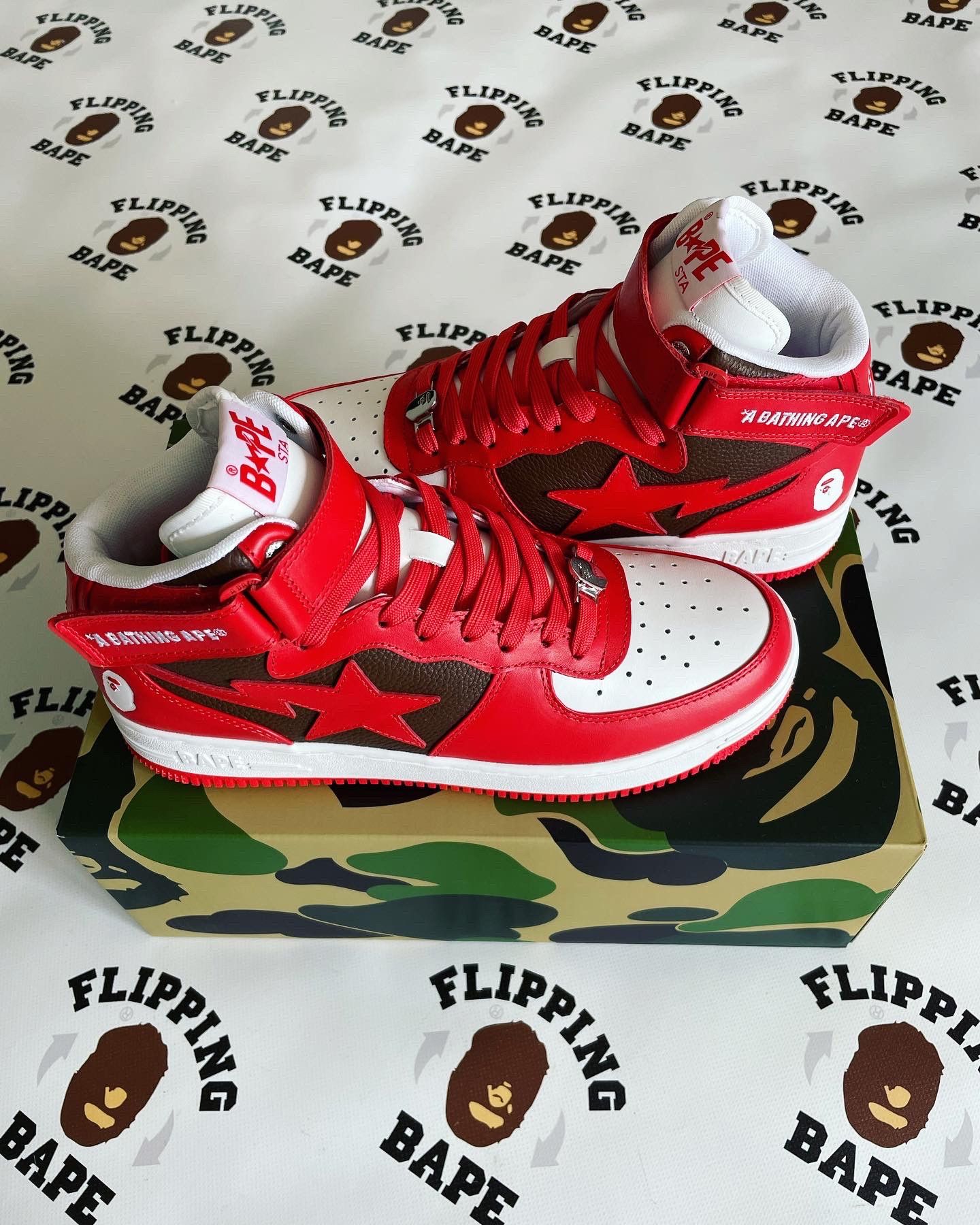 image of Bape Sta Mid 2 Red Shoes, Men's (Size 9)
