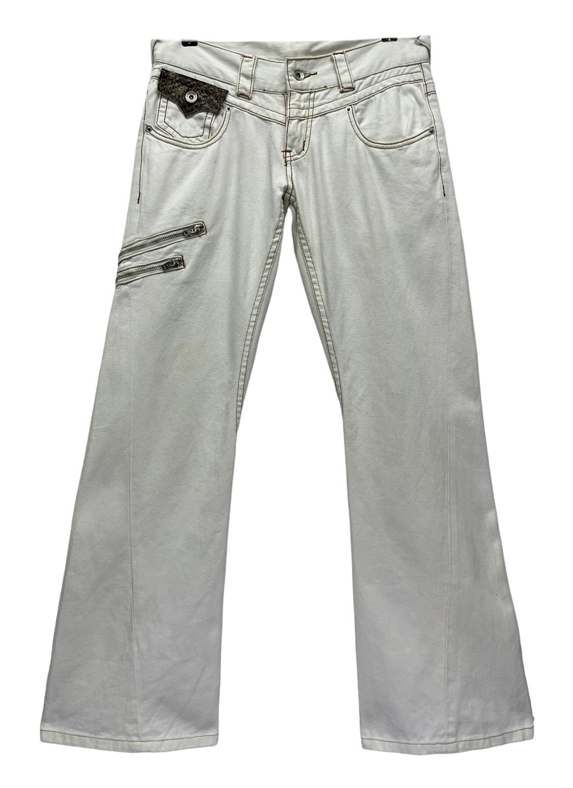 semanticdesign 🔥 SEMANTIC DESIGN Punk Bondage Zipper Low Rise Flare Pants Size US 29 - 8 Thumbnail