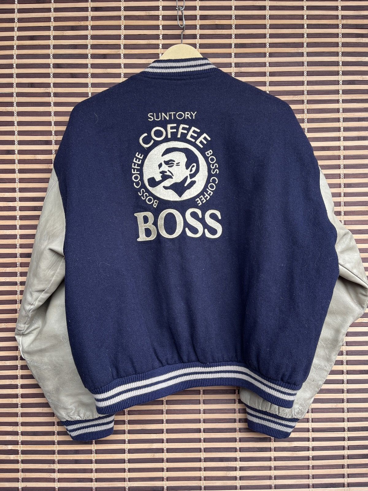 Vintage Japan Leather Suntory Coffee Boss Varsity Jacket Size US L / EU 52-54 / 3 - 2 Thumbnail