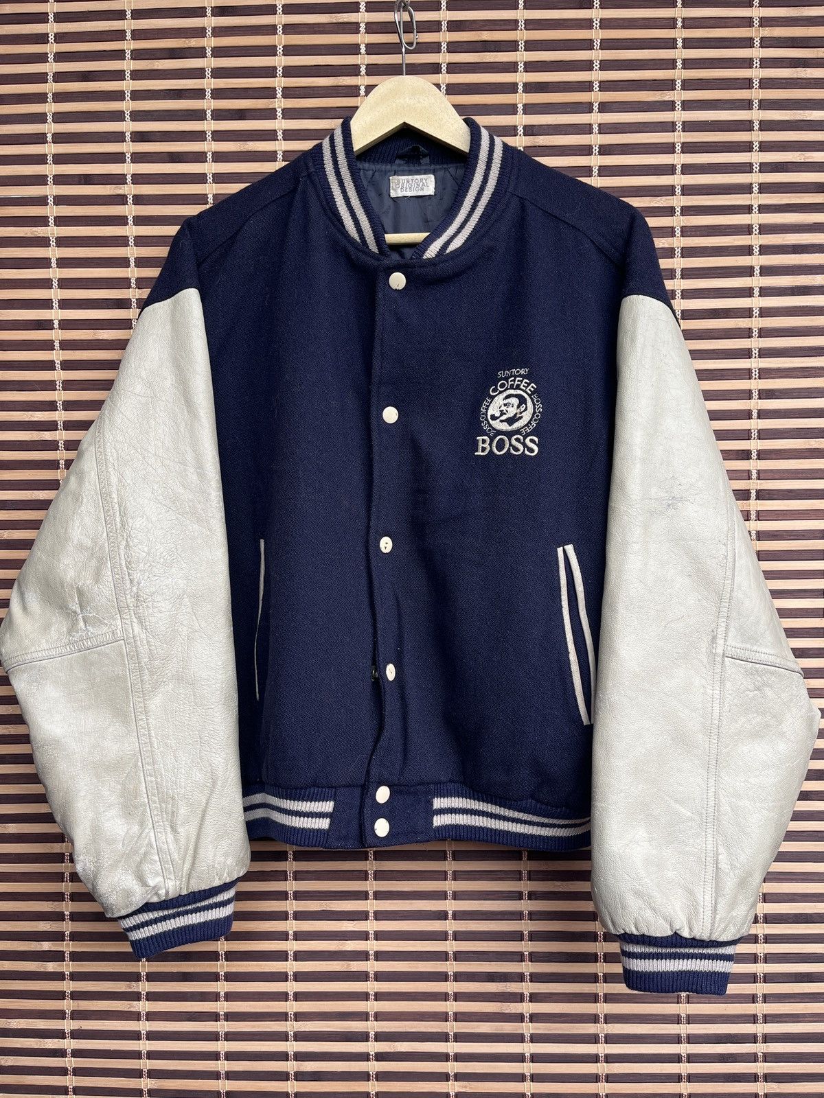 Vintage Japan Leather Suntory Coffee Boss Varsity Jacket Size US L / EU 52-54 / 3 - 19 Thumbnail