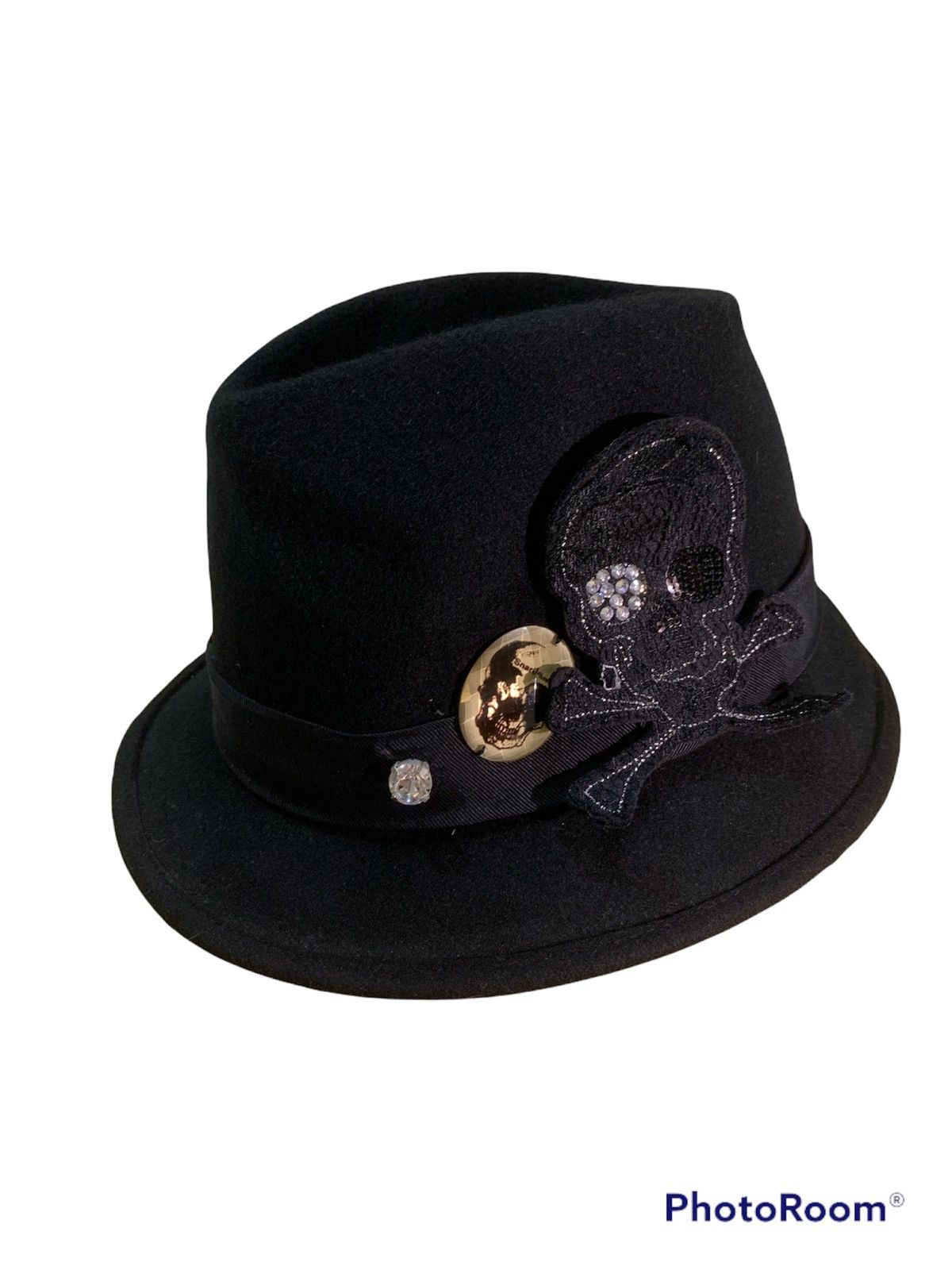 image of Vintage Snarl Extra Wool Gothic Hat Fedora in Black, Men's