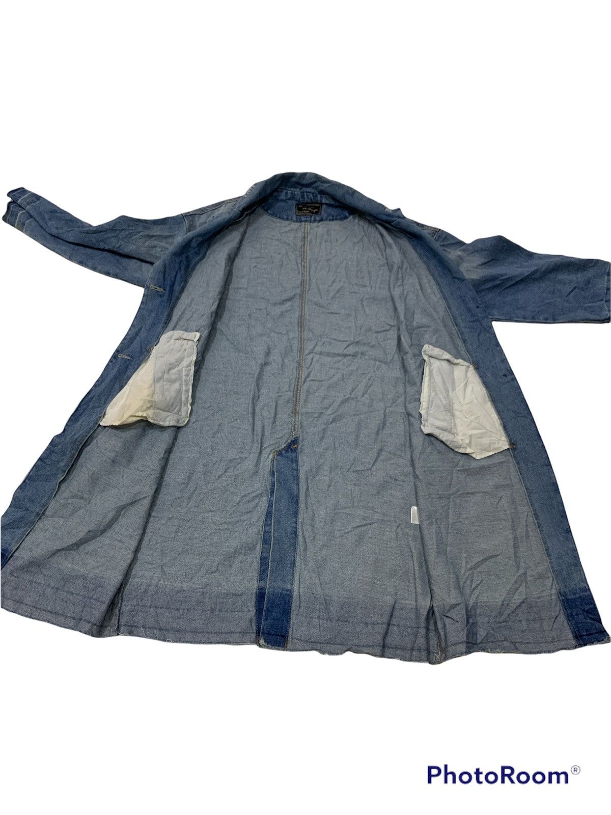 Japanese Brand LA VIE EST UN VOYAGE DENIM TRENCH COAT LONG JACKET Size US L / EU 52-54 / 3 - 7 Thumbnail