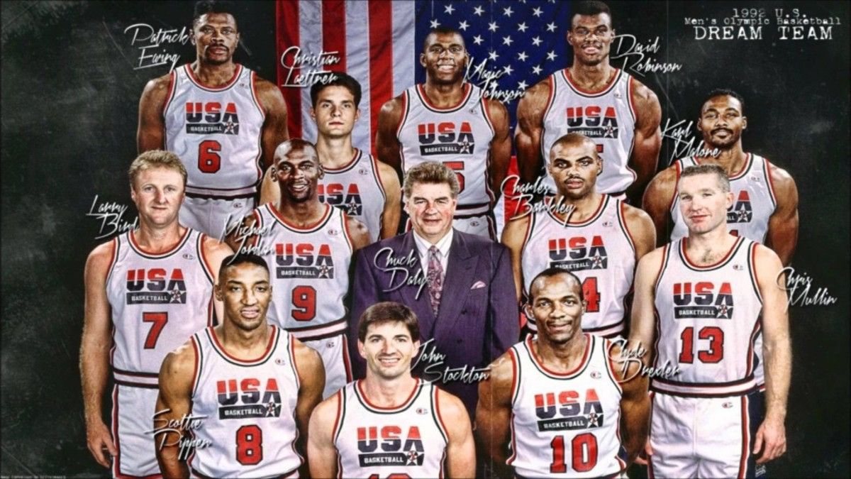 NBA Vintage 1993 USA Basketball Dream Team Cartoon Tee Size US L / EU 52-54 / 3 - 6 Thumbnail
